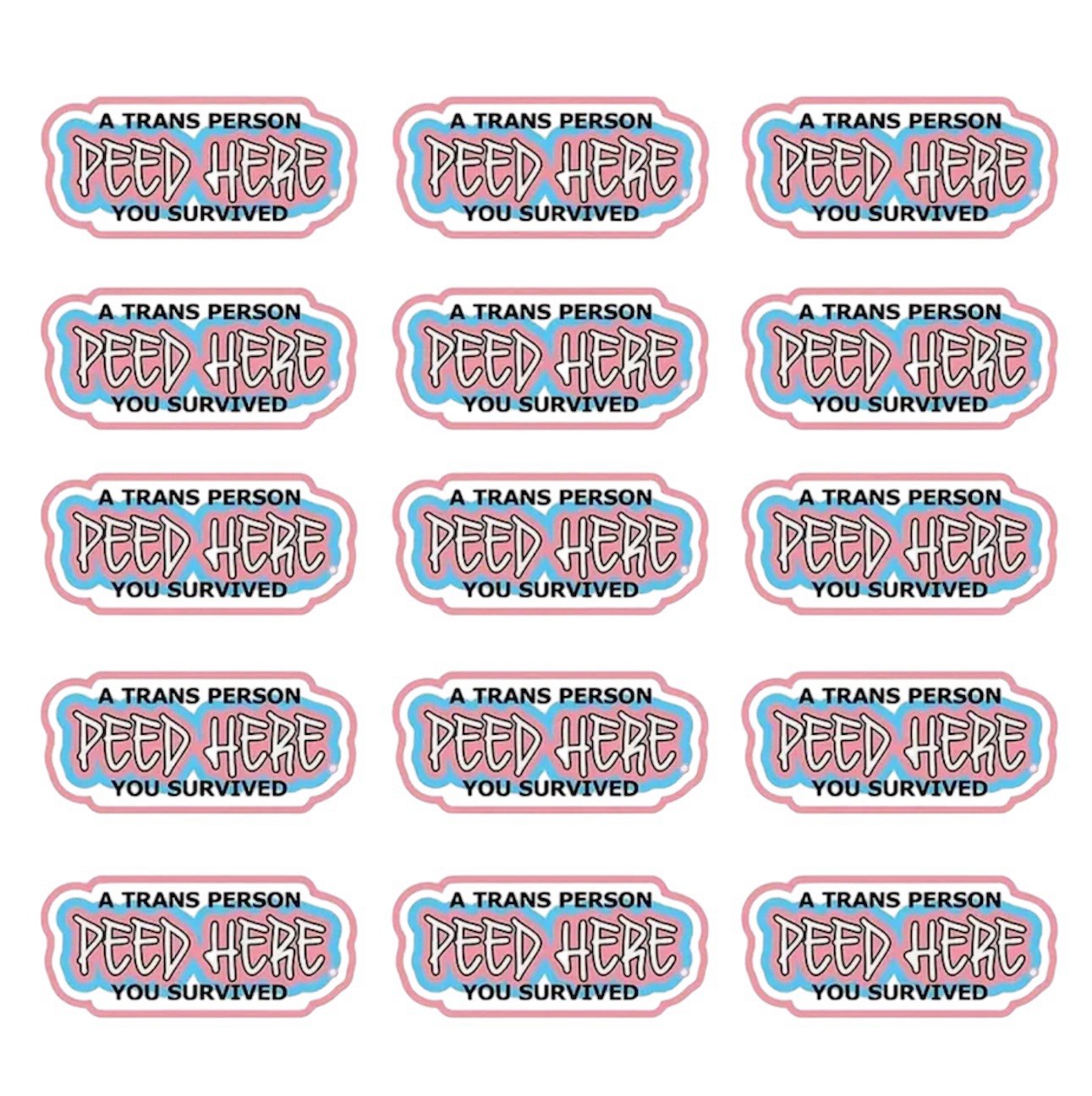A TRANS PERSON PEED HERE YOU SURVIVED 2.3” VINYL DECAL STICKER 1PC