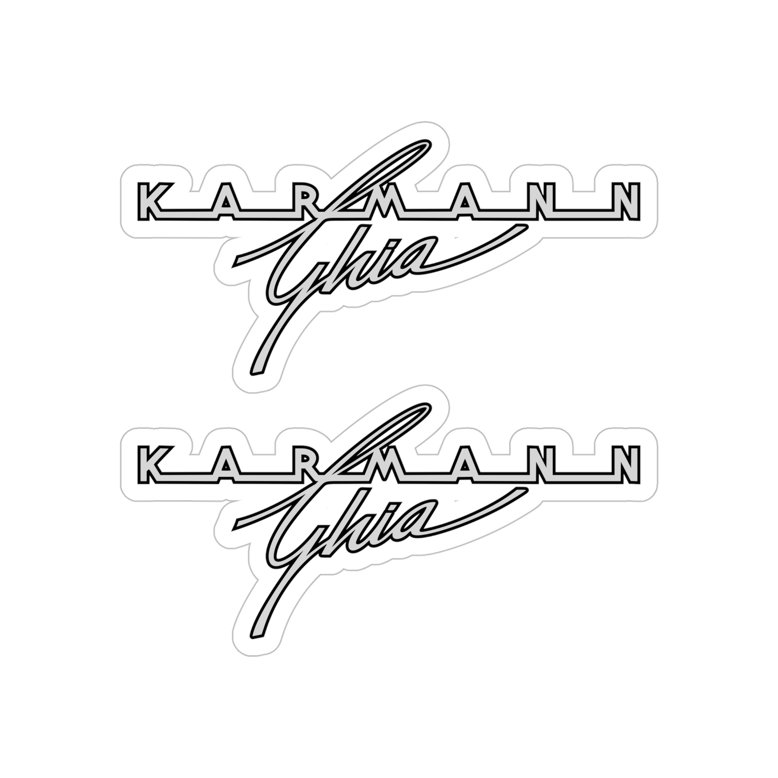 Karmann Ghia Decal Script Badge Logo – 2 decals on 1 sheet