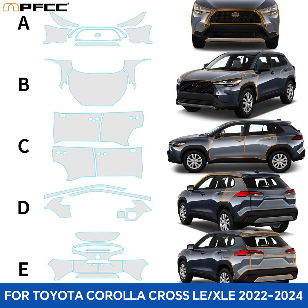 2022-2024 Toyota Corolla Cross LE XLE Full Car PPF Precut Paint Protection Film