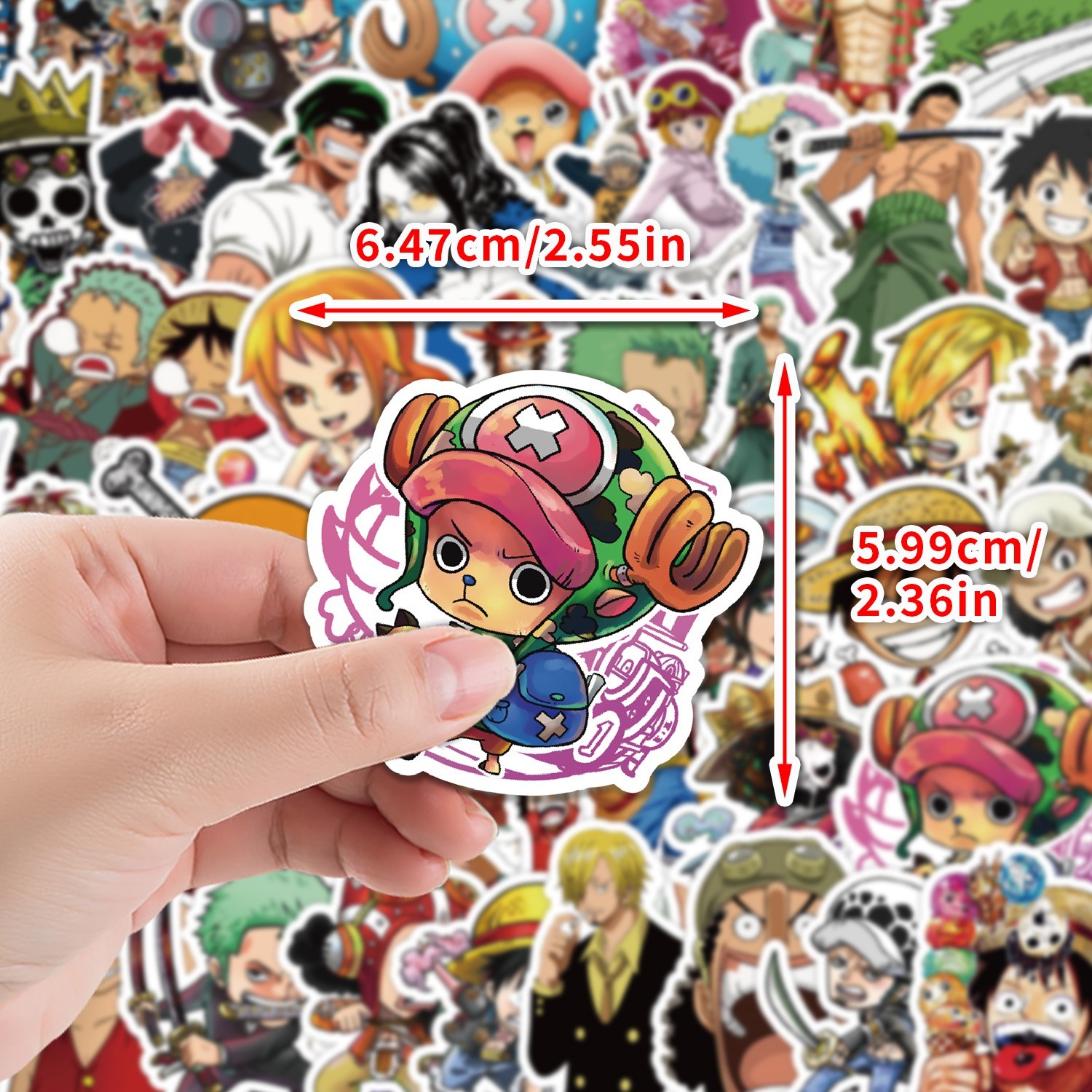 50pcs Waterproof Vinyl Stickers One Piece Anime Luggage Phone Laptop Fridge