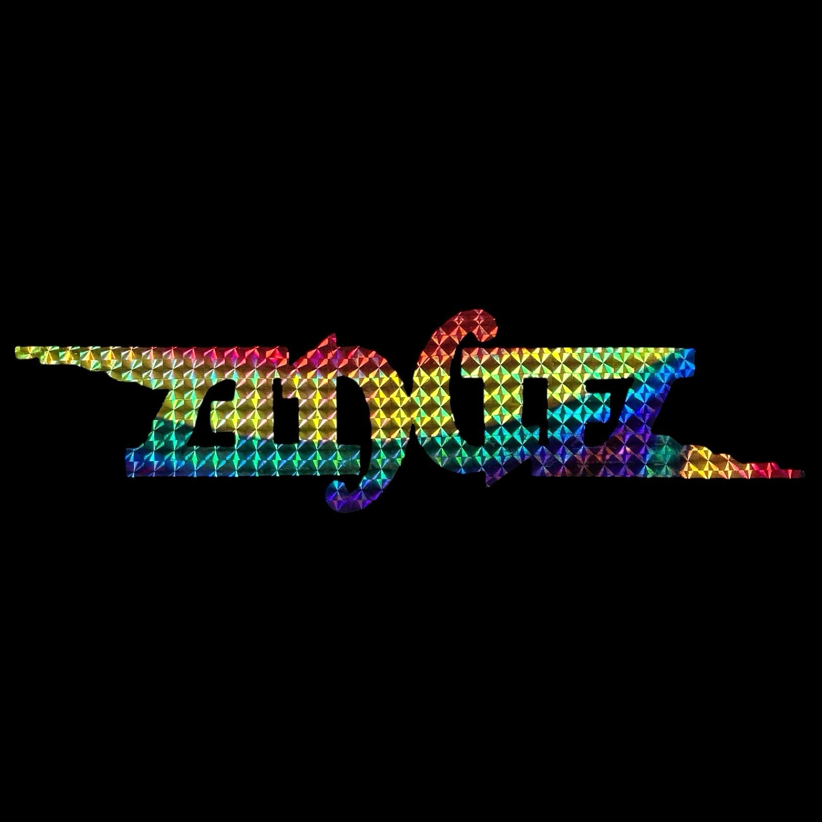 Vintage ANGEL Rainbow Prism Sticker Glam Metal Hard Rock Band Ambigram Logo DC