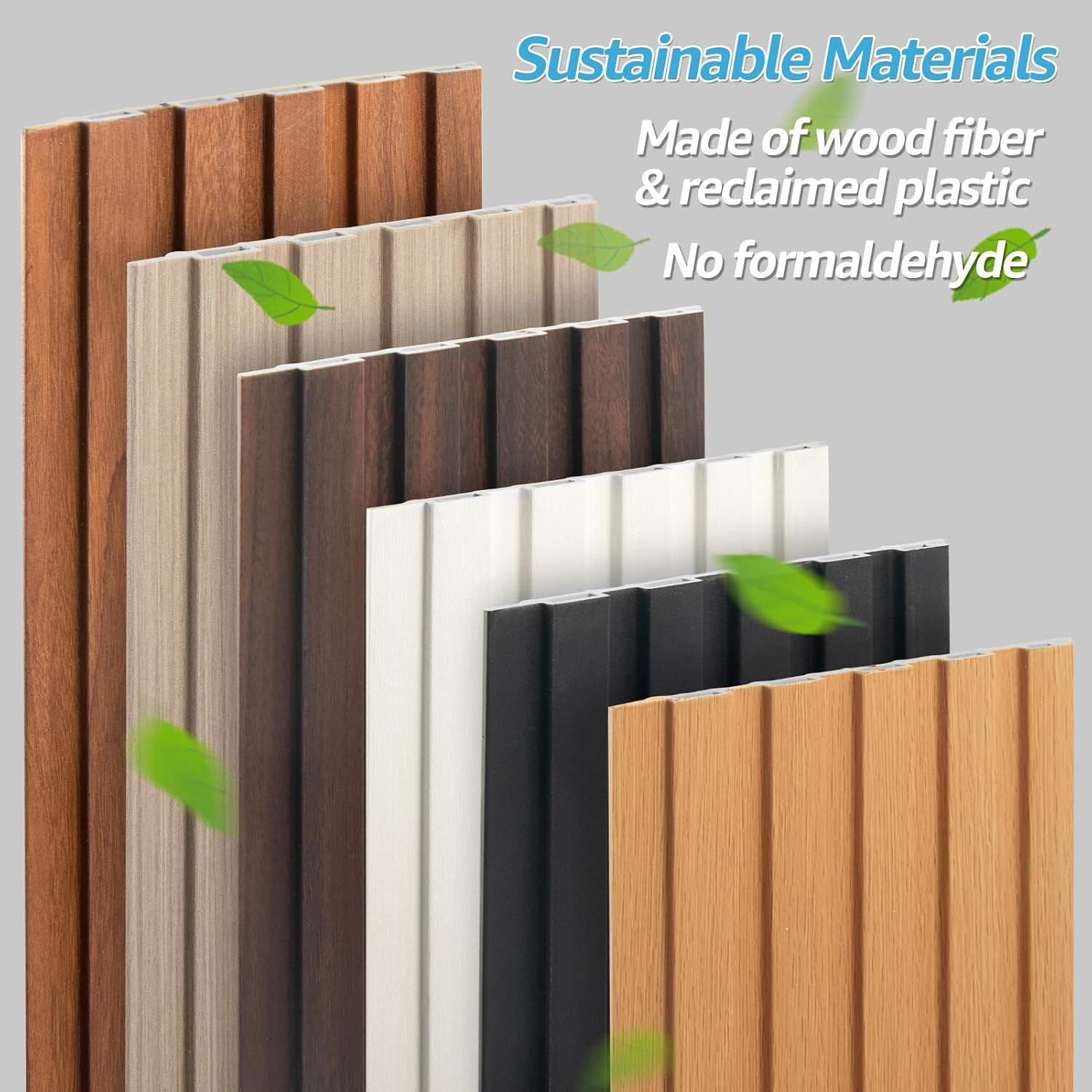 Art3D WPC Slat Wall Panels, 8-Pack 108 X 6 Inch 3D Wall Accents for Interior Wal