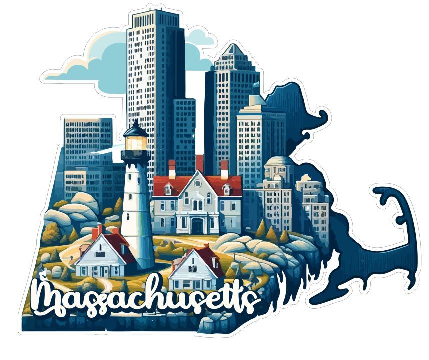 Massachusetts Sticker Stickers A248