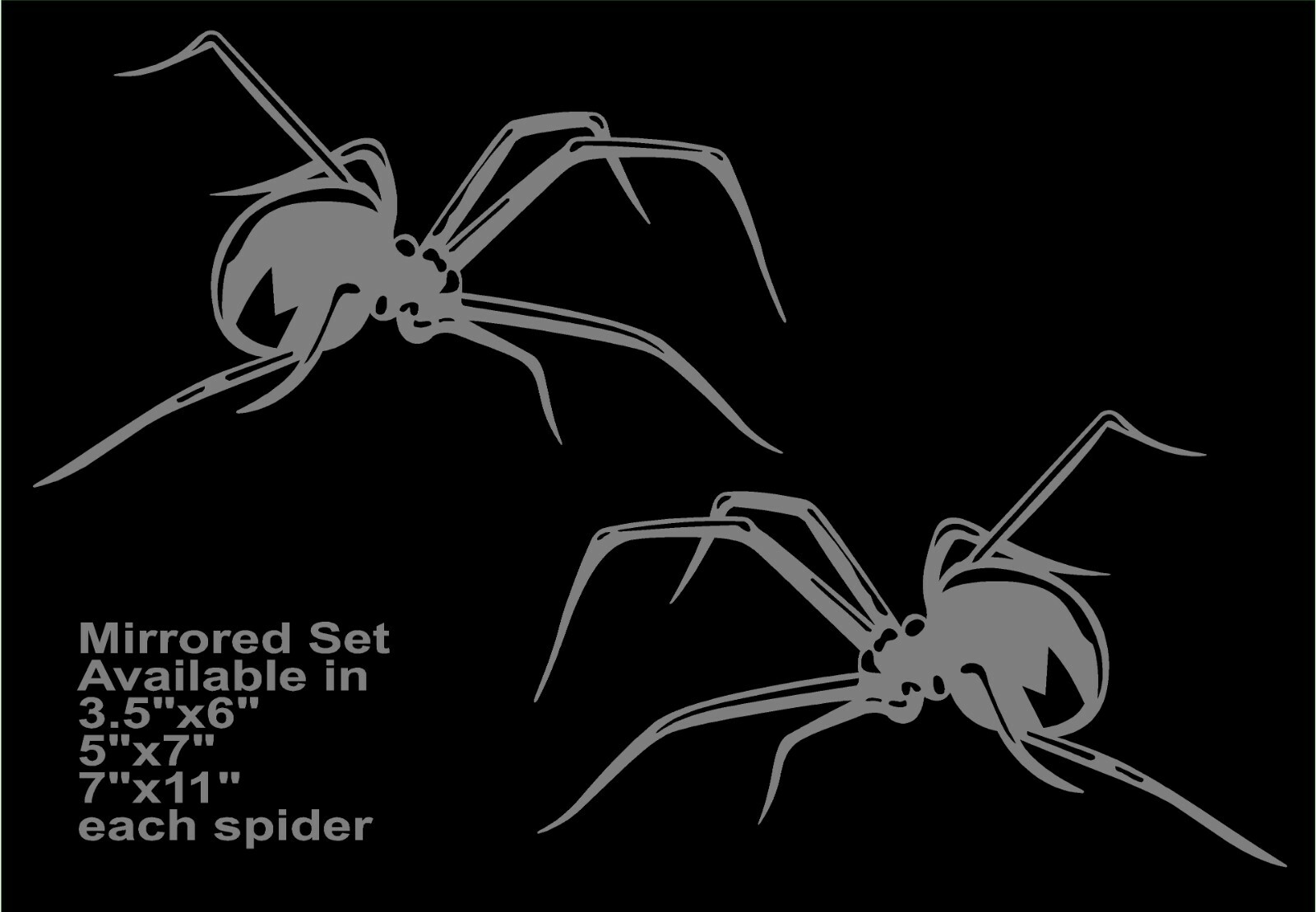 Spider Decal Mirrored Image Set Crawling vinyl car motorcycle decals sticker