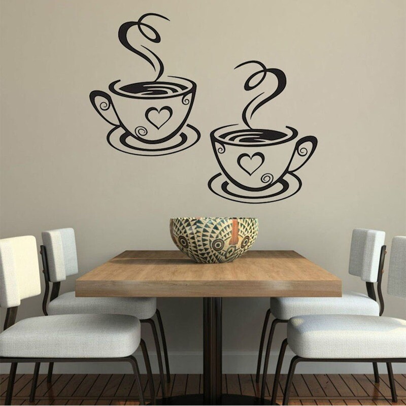 Coffee Mugs Wall Stickers Kitchen Decor Tea Decal Vinyl Wall Art