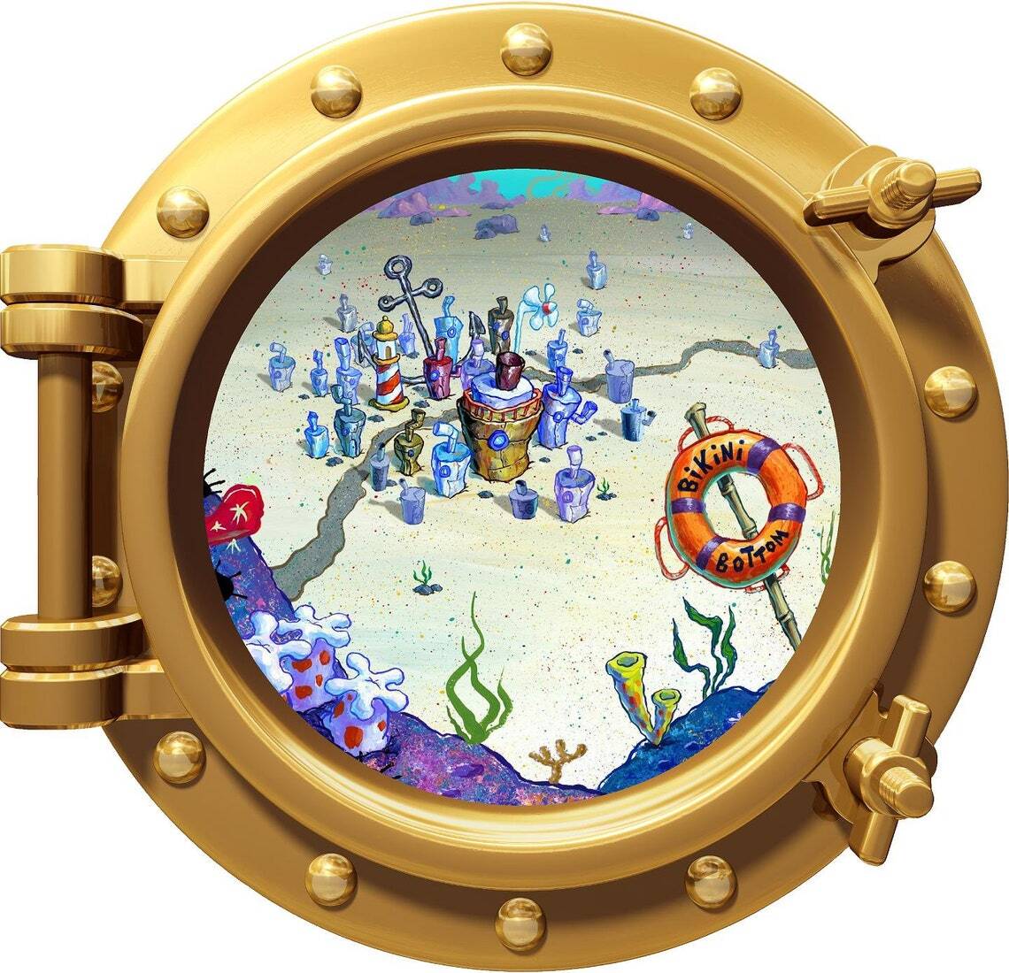 Porthole Wall Decal Bikini Bottom Ocean Boat Window Wall Decor Spongebob Sticker
