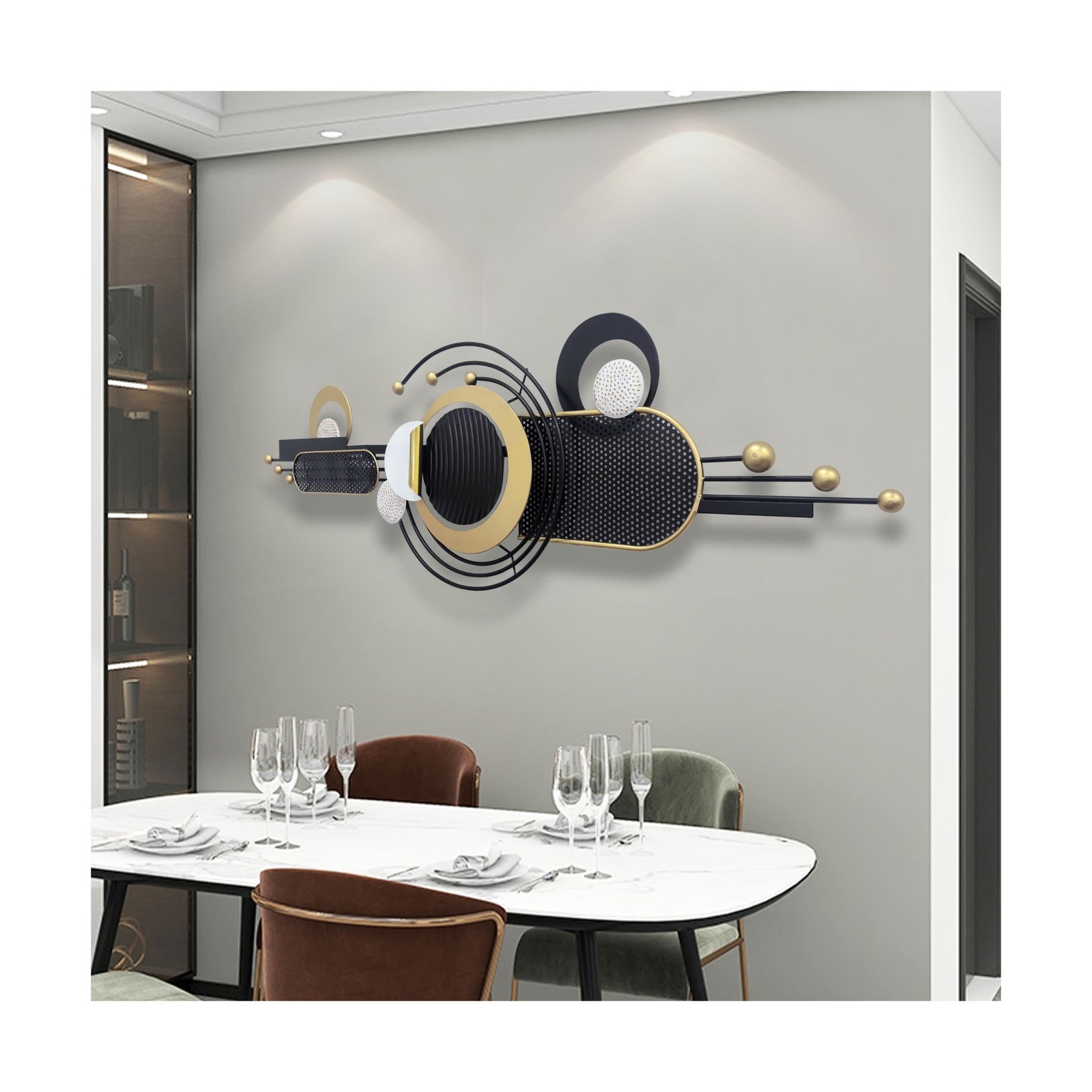 Wall Art ,Modern Creative Geometric Circular Metal Wall Sculptures, 58"×18"