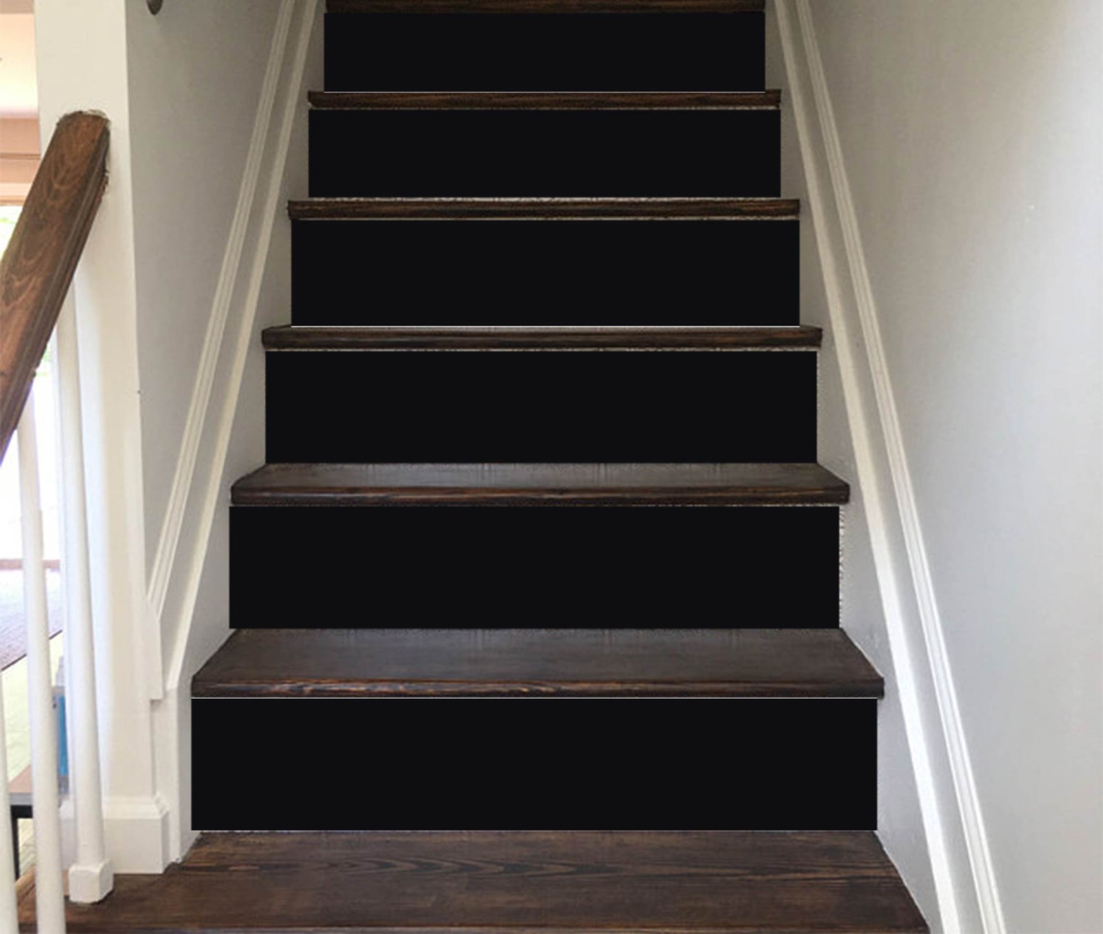Black Stair Riser Stickers | Waterproof Vinyl Peel and Stick Decals (Set of 5)