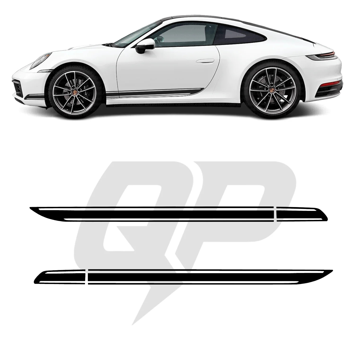 Compatible With Porsche 911 Double Hockey Style Side Stripe Decals – Dual Tapere