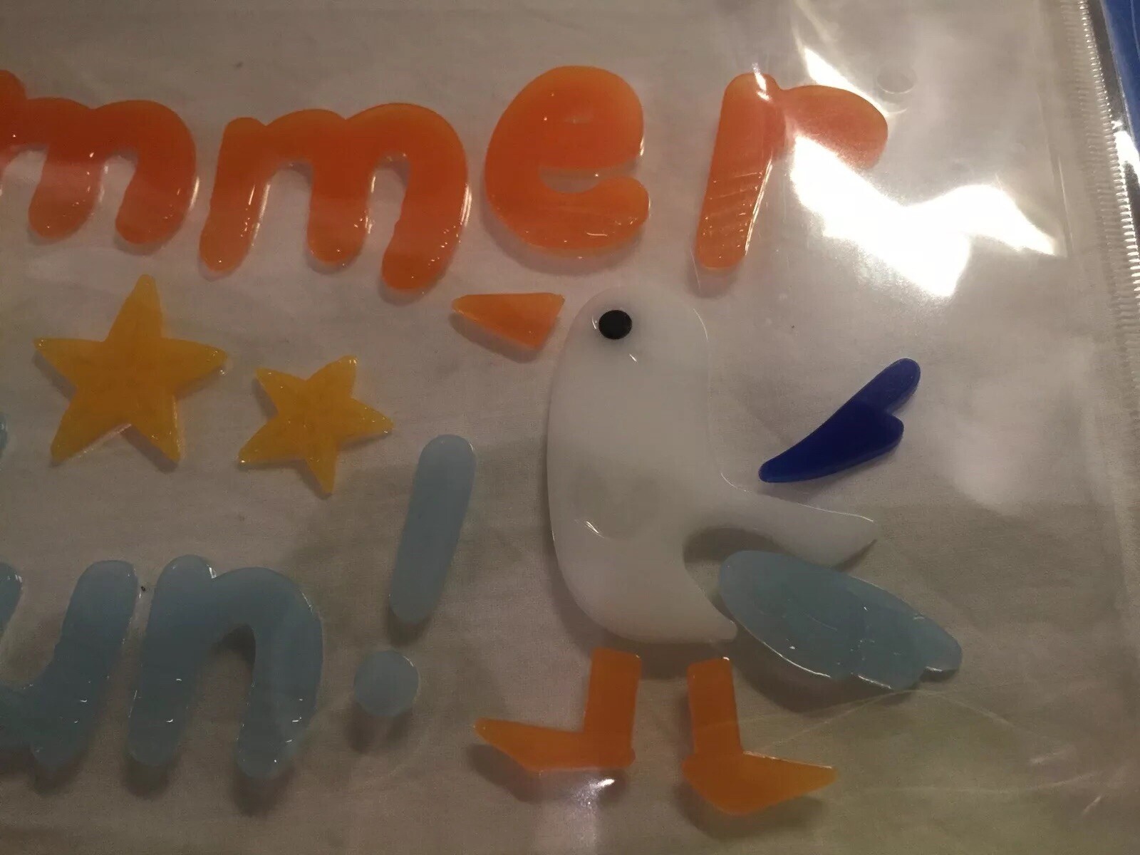 NEW Beach Seagulls Birds Summer Fun Stars Window Gel Clings Stickers Decor 28 ct