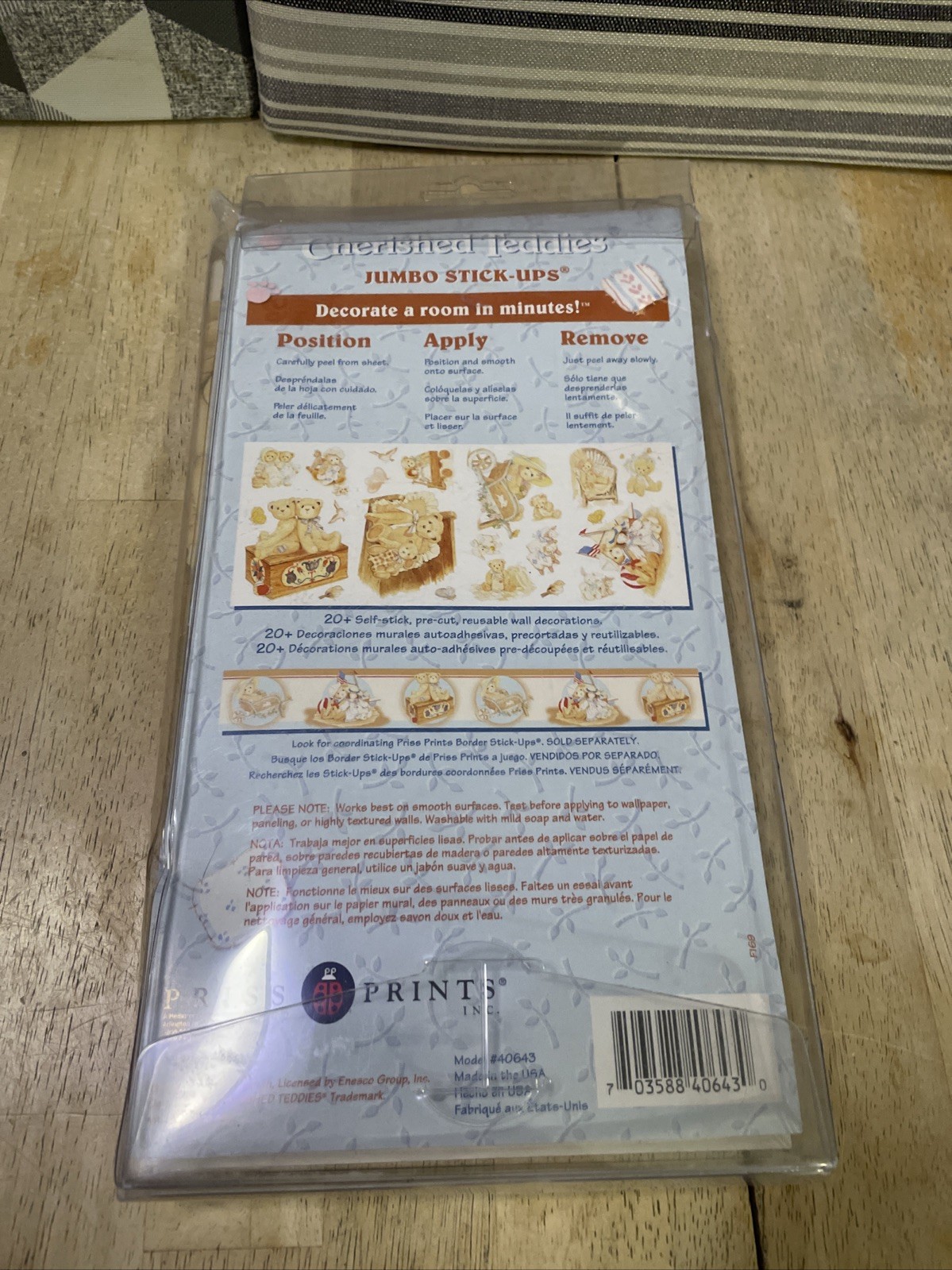 CHERHISHED TEDDIES Jumbo Stick-Ups Peel & Stick PRISS PRINTS NEW
