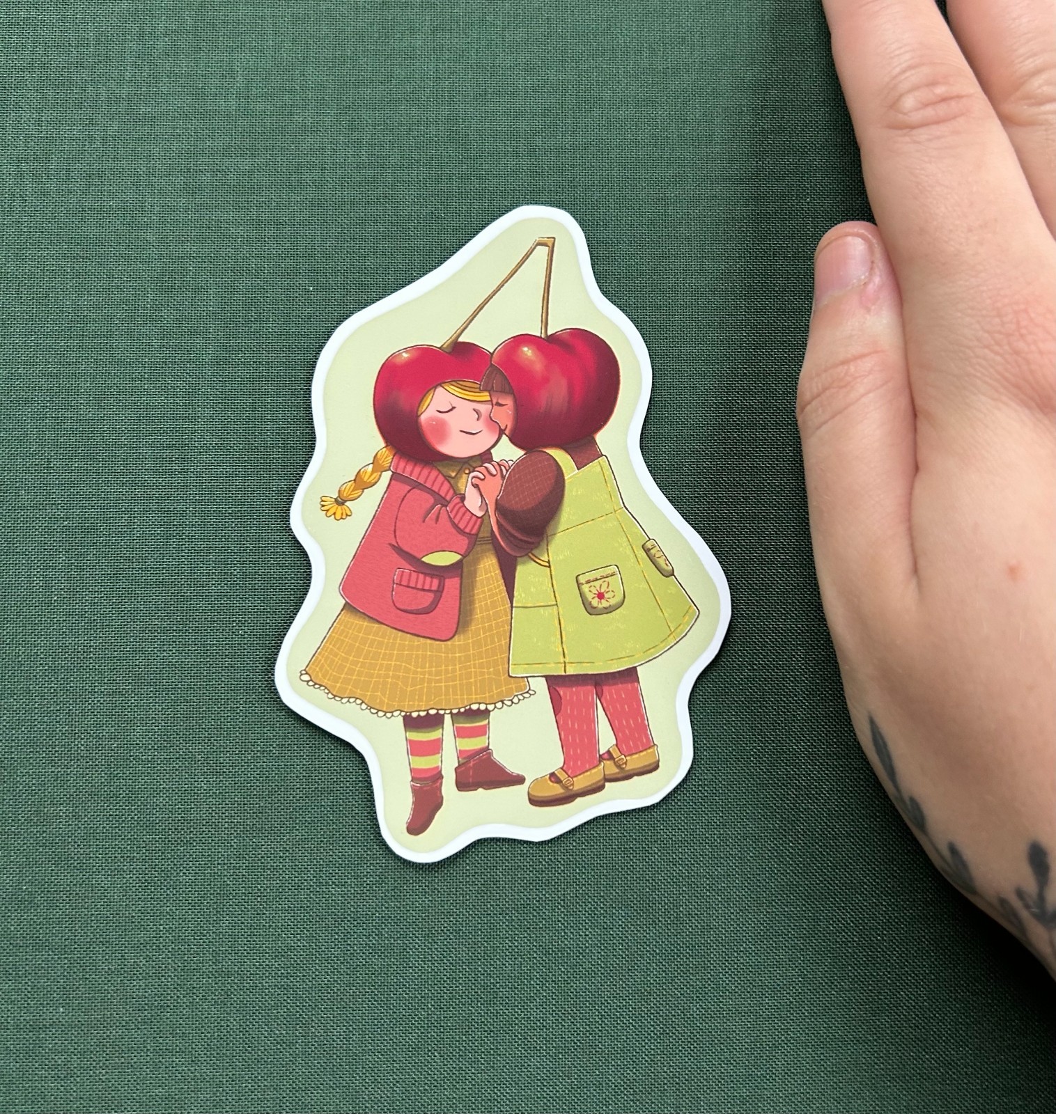 STICKER – "Cherry Girls" illustration glossy sticker, 4 inches