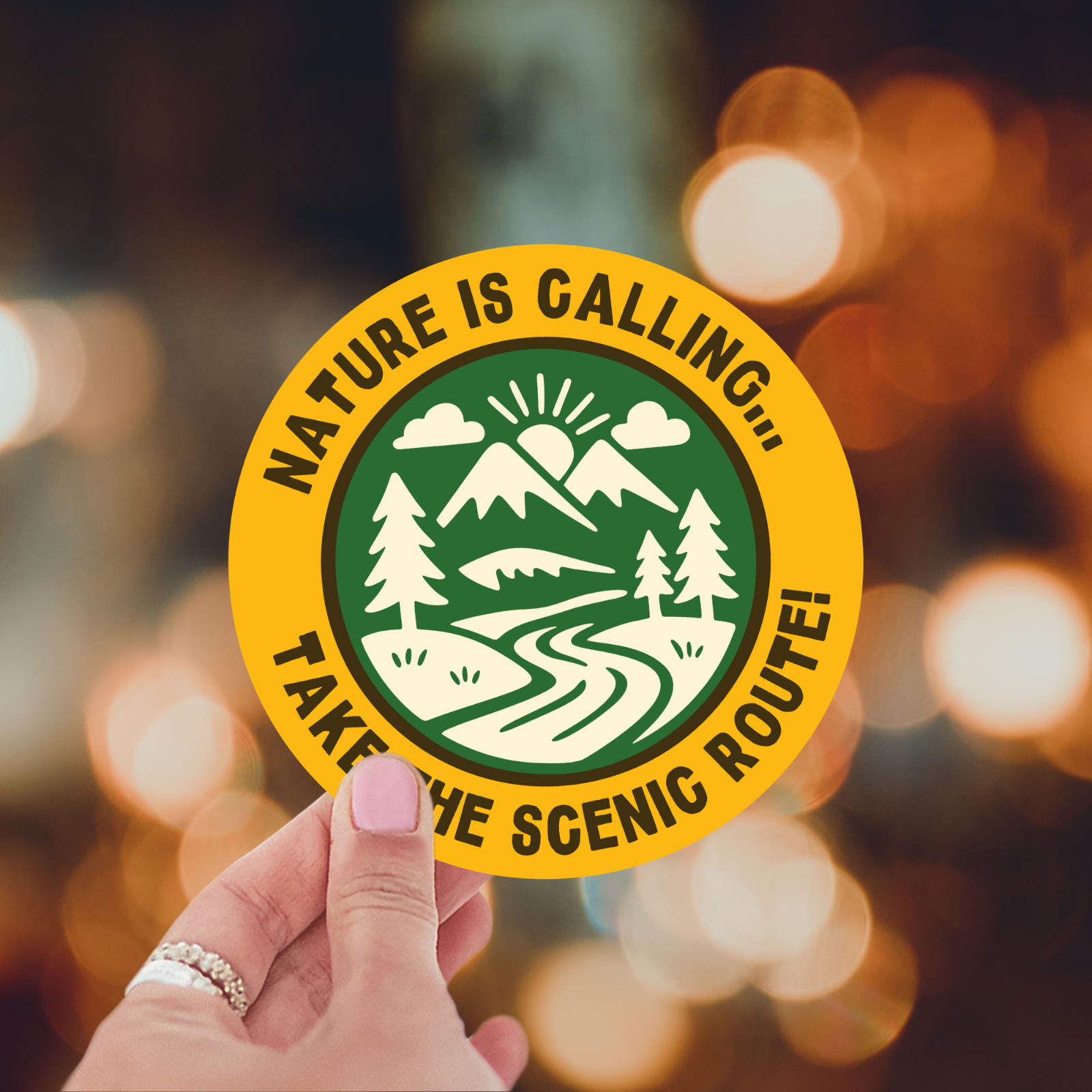 Nature Is Calling Sticker Scenic Route Camping Hiking Outdoor Decal