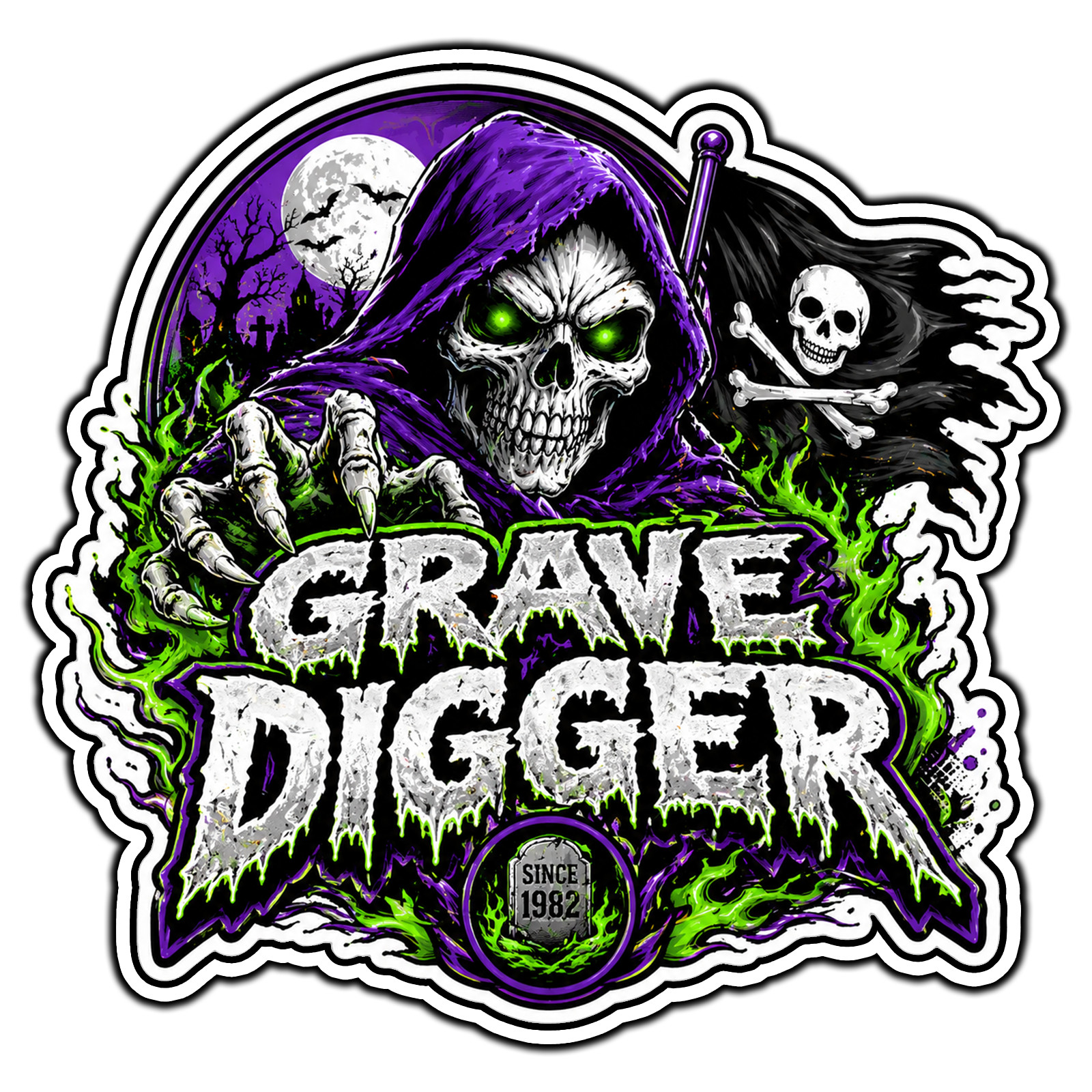 Grave Digger #2 Monster Jam Sticker Waterproof Vinyl Decal