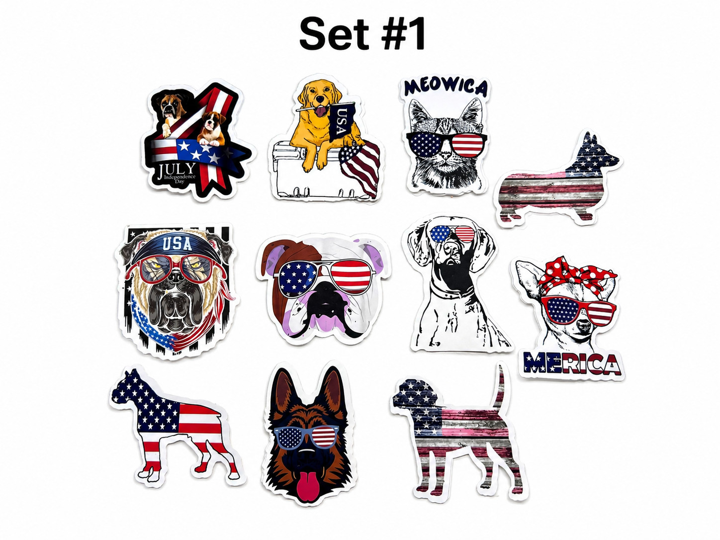 4th of July Stickers Set Patriotic USA Decals Laptop Scrapbook 2" Bulk