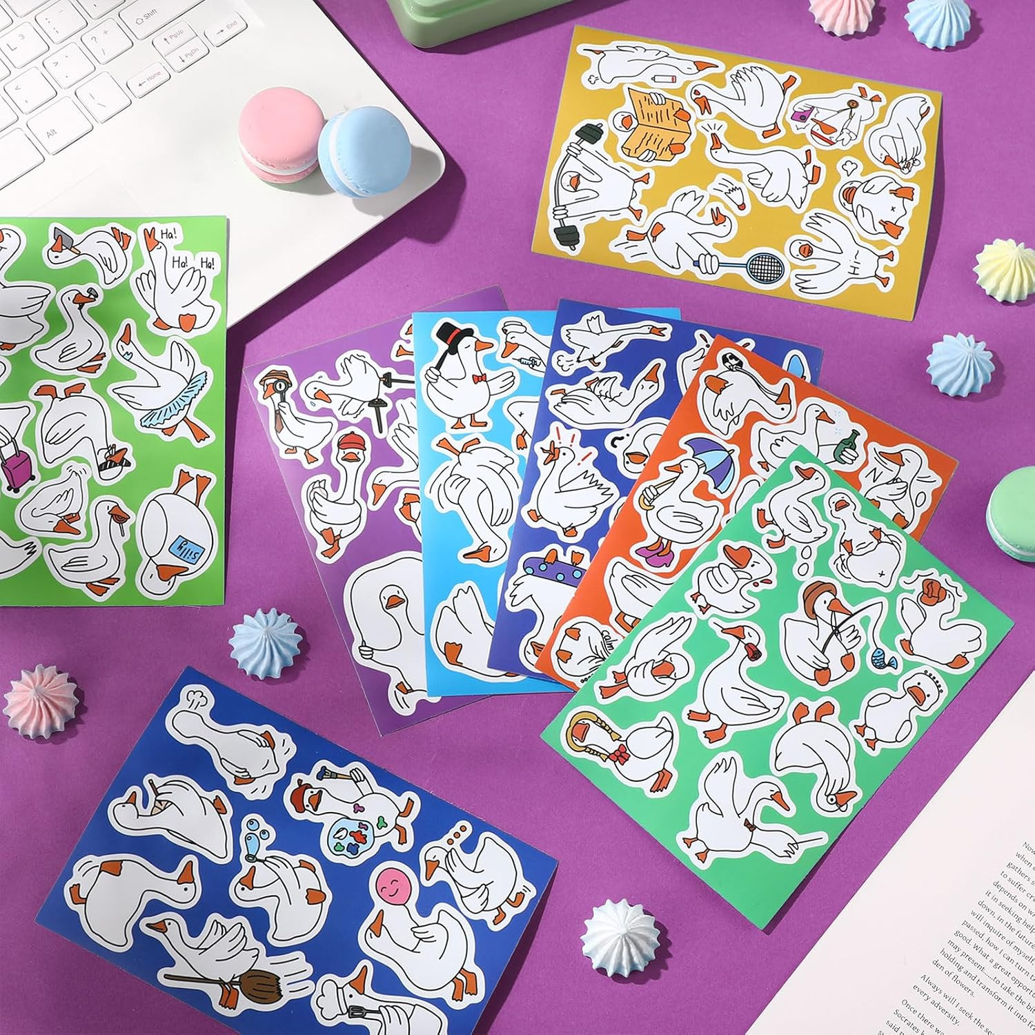 8 Sheets 80 Pcs Silly Goose Stickers Funny Waterproof Goose Bumper Sticker Gifts