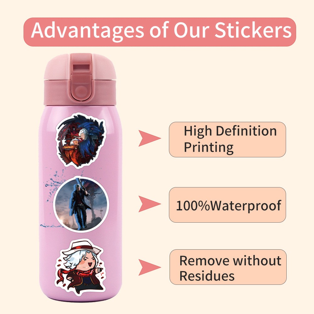 110Pcs Devil May Cry Stickers for Kids Teens Girls Scrapbooking Water Bottles