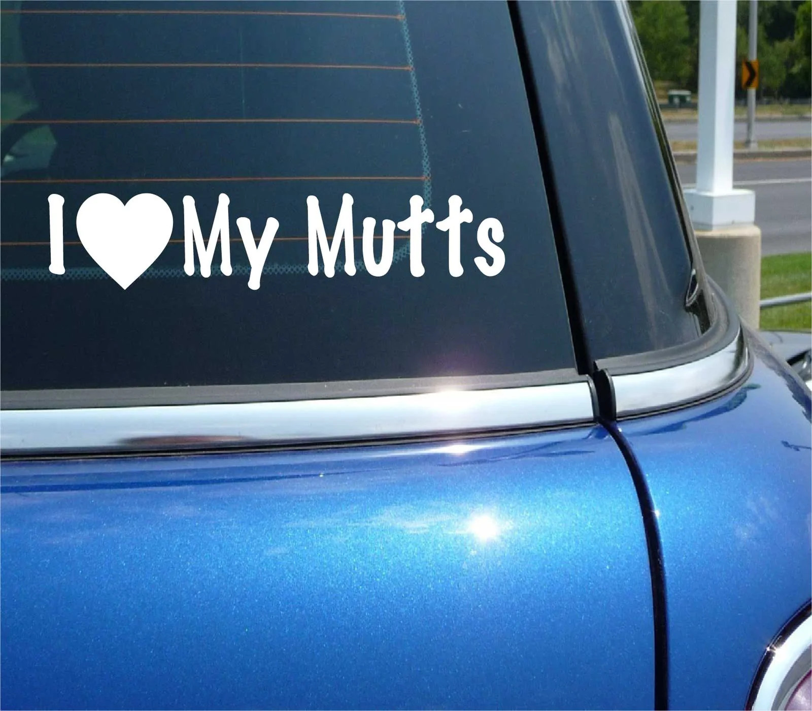 I LOVE MY MUTTS DECAL STICKER HEART DOG PET MIXED BREED PUP PUPPY CAR TRUCK