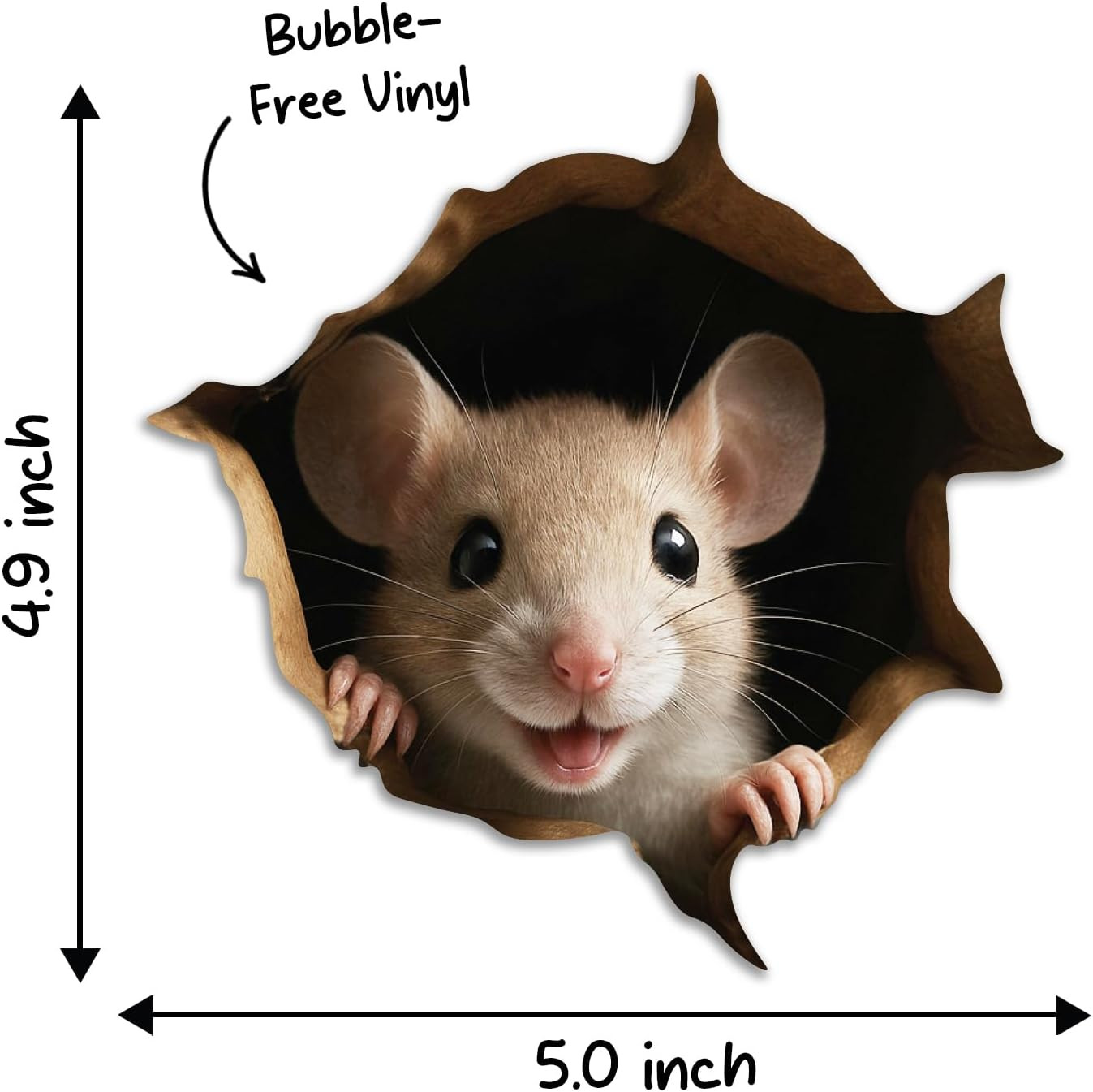 2 Pack Peek a Boo Mouse Hole Wall Sticker 3D Removable Funny Prank Decal 5.1in