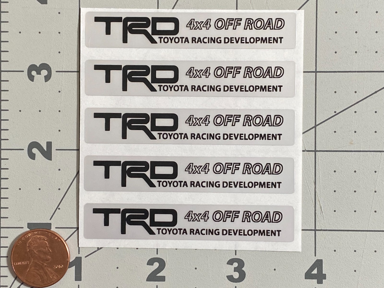 TRD 4×4 Off Road Toyota Racing Development Stickers, Silver Matte Polyester Pk 5