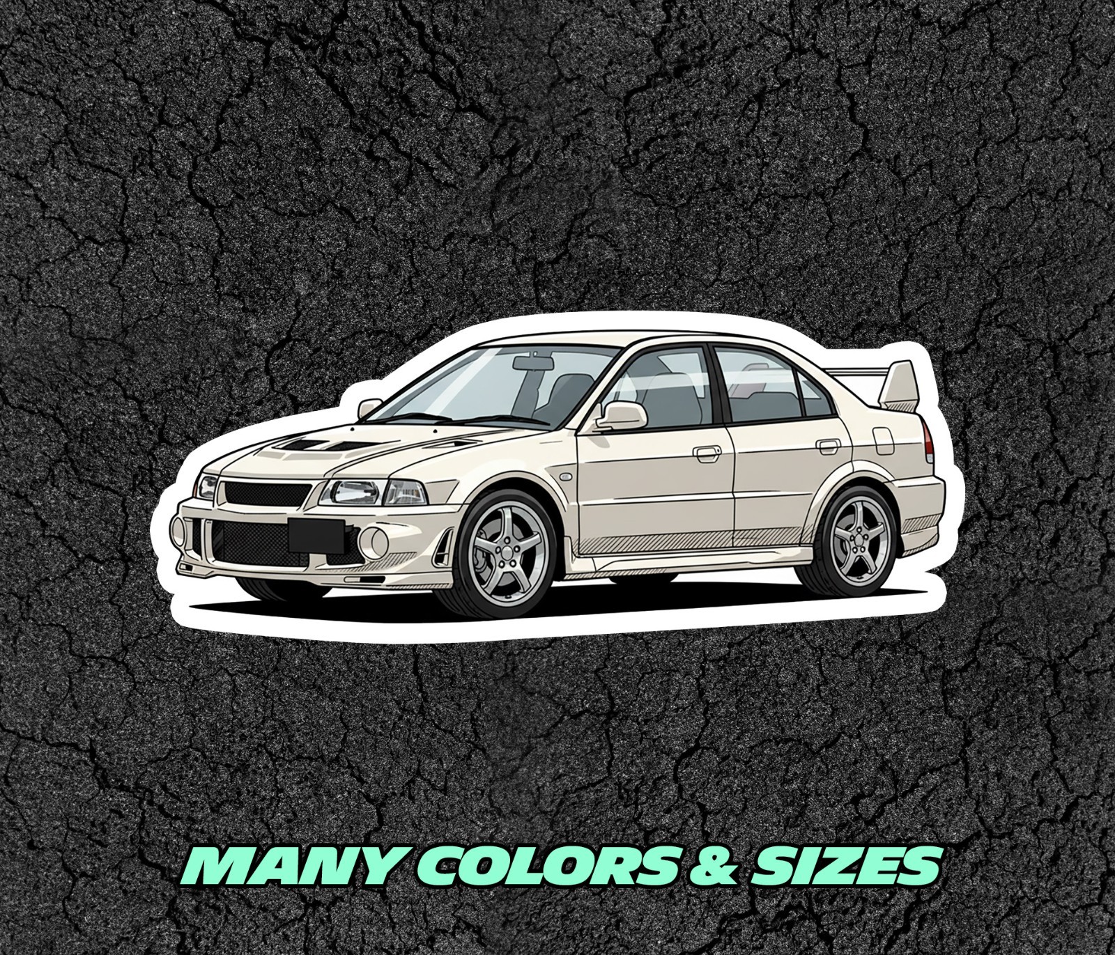 Mitsubishi Lancer Evolution VI Car Profile Sticker Laptop, Phone, Book, Window