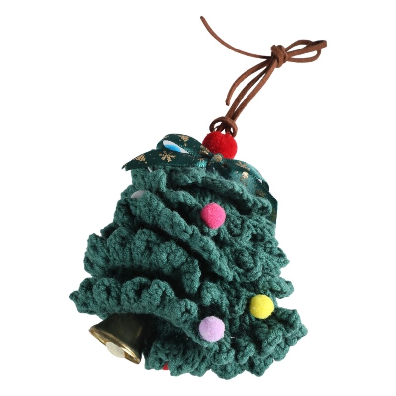 Handwoven Christmas Tree Pendant Charming Crochet Keychain Christmas Decorations