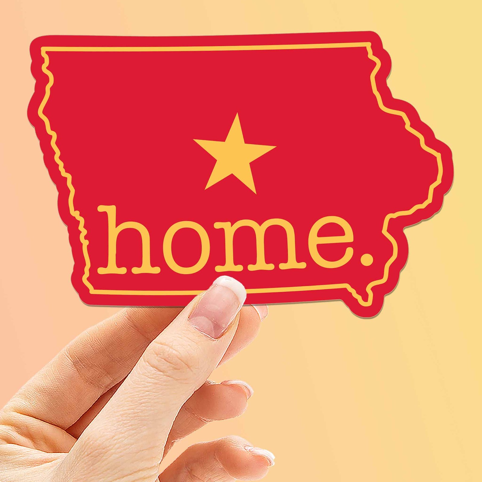 Red Iowa Home Sticker – Cute Ames IA Midwest Decal