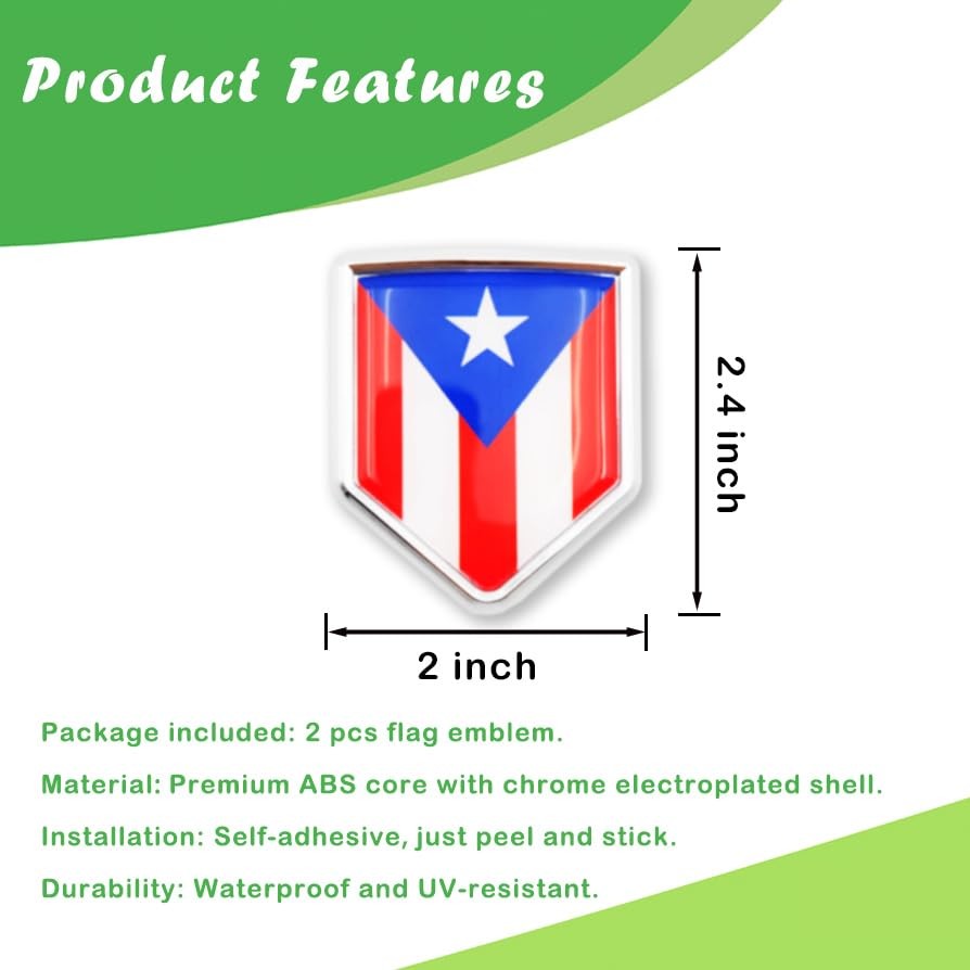 Newperlite Puerto Rico Flag Decal Sticker Car Emblem Puerto Rican Flag Car