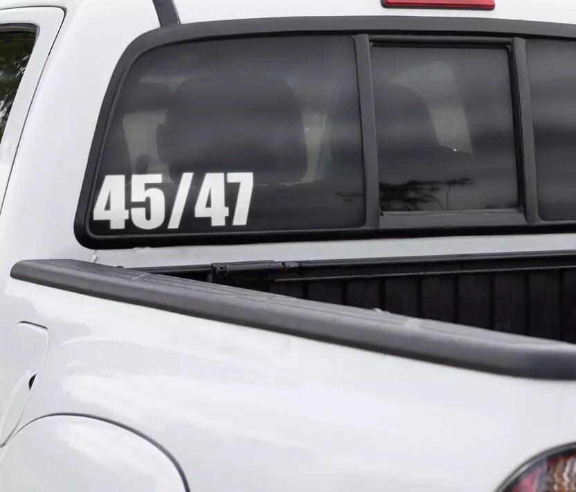 Trump 45 47 President Truck v2 Vinyl Cut Decal – Outdoor Indoor Sticker – car
