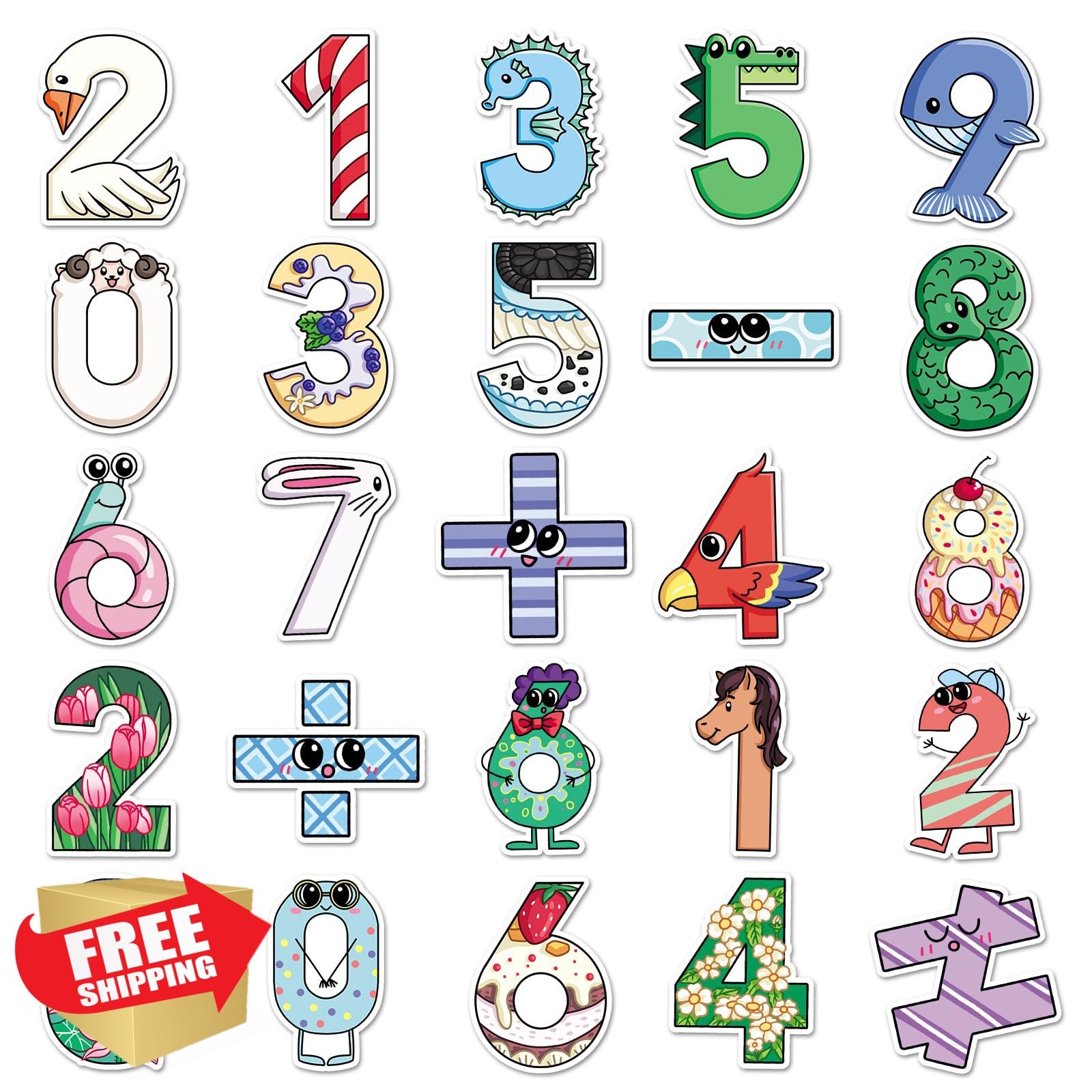 MXYMXH Number Stickers Waterproof Vinyl 50 Pcs
