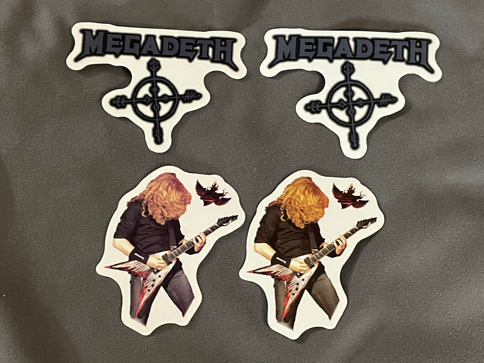 Lot (4) MEGADETH 2" to 2 3/4" Band Logo STICKERS Fast! FREE SHIP! Dave Mustaine
