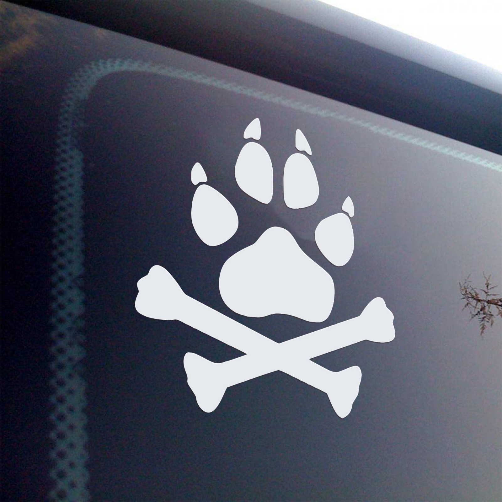 Dog Paw with Crossed Bones V2 Vinyl Decal – Animal Lover Car Sticker