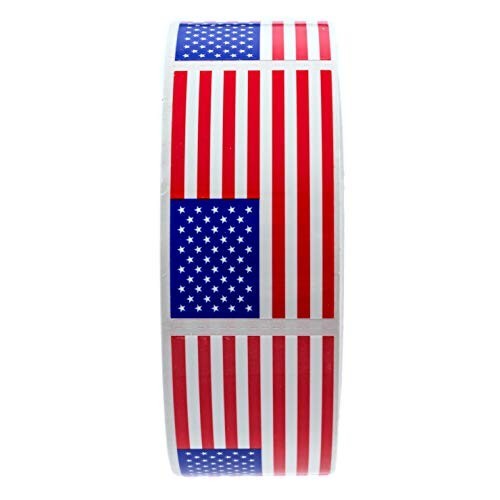 Weather Resistant USA Flag Stickers – 500 Patriotic Decals, 1.25" x 2.125" Outdo
