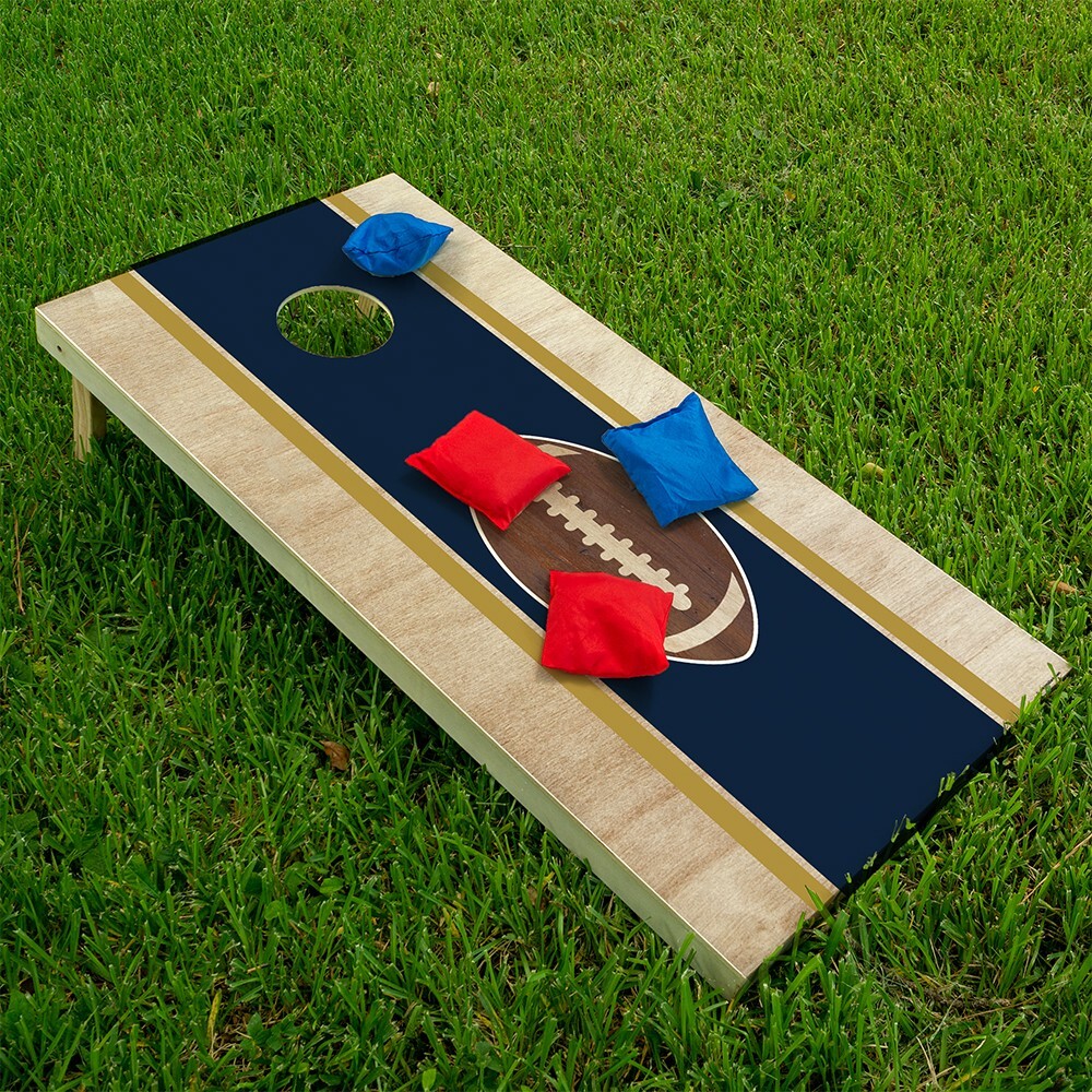 Navy Blue and Gold Notre Dame, Indiana Football Tailgating Cornhole Wrap Sticker