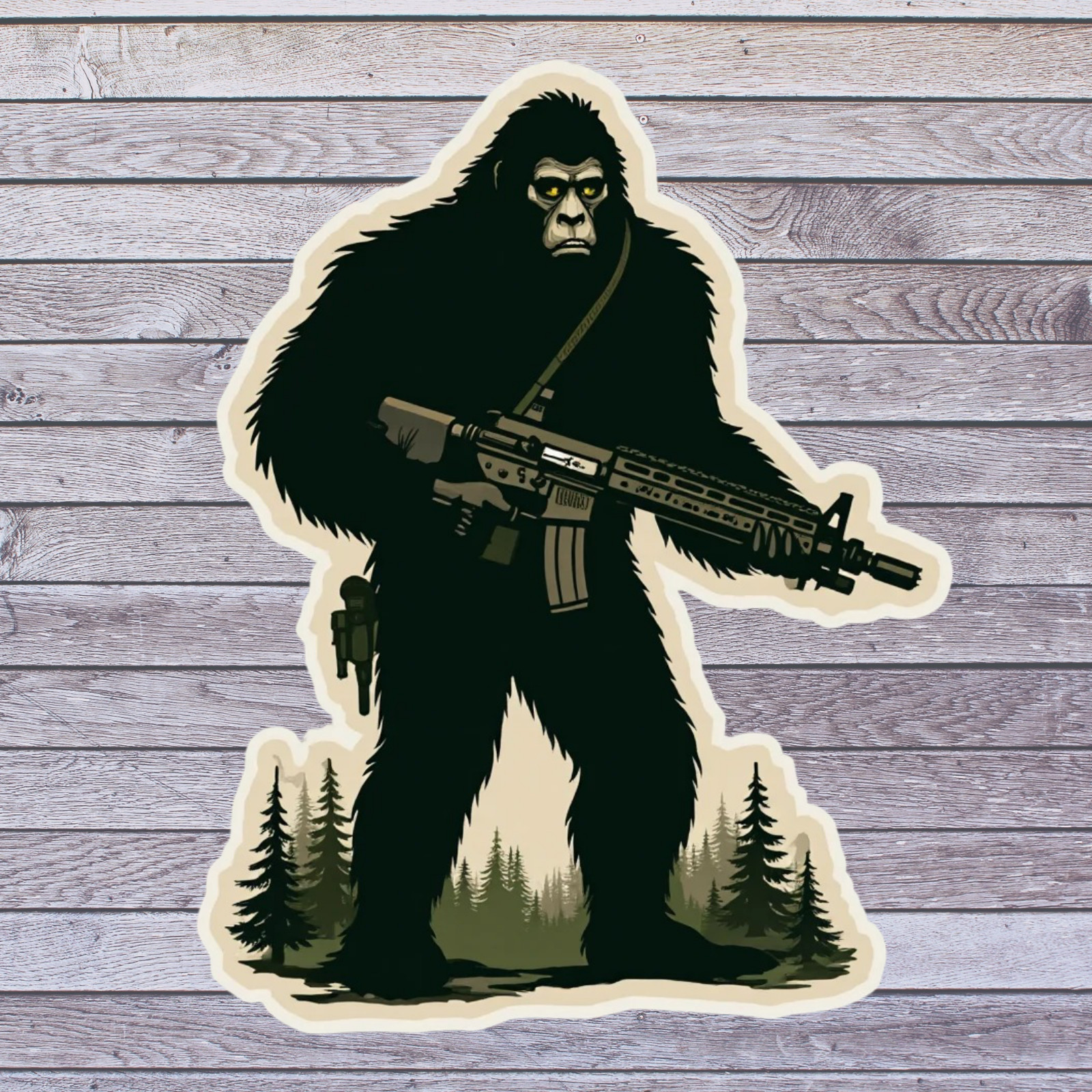 Bigfoot sticker vinyl decal military sasquatch woods classic retro style