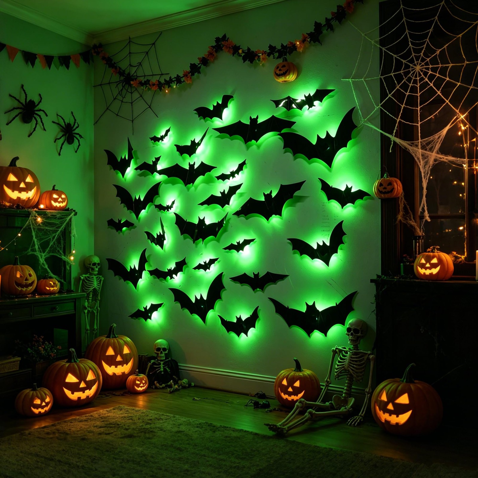 36 Pack LED Halloween Bat Wall Decor Lights Outdoor