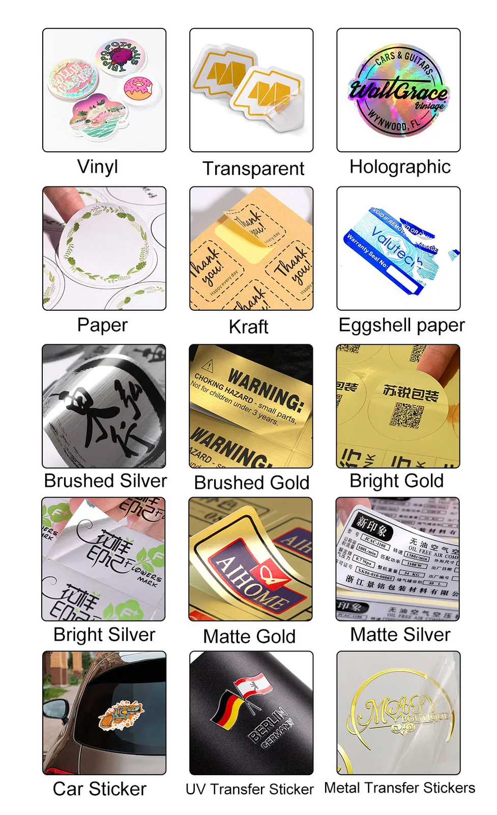 100 Holographic Stickers Custom Logo Name Waterproof Laser Silver Die Cut Vinyl