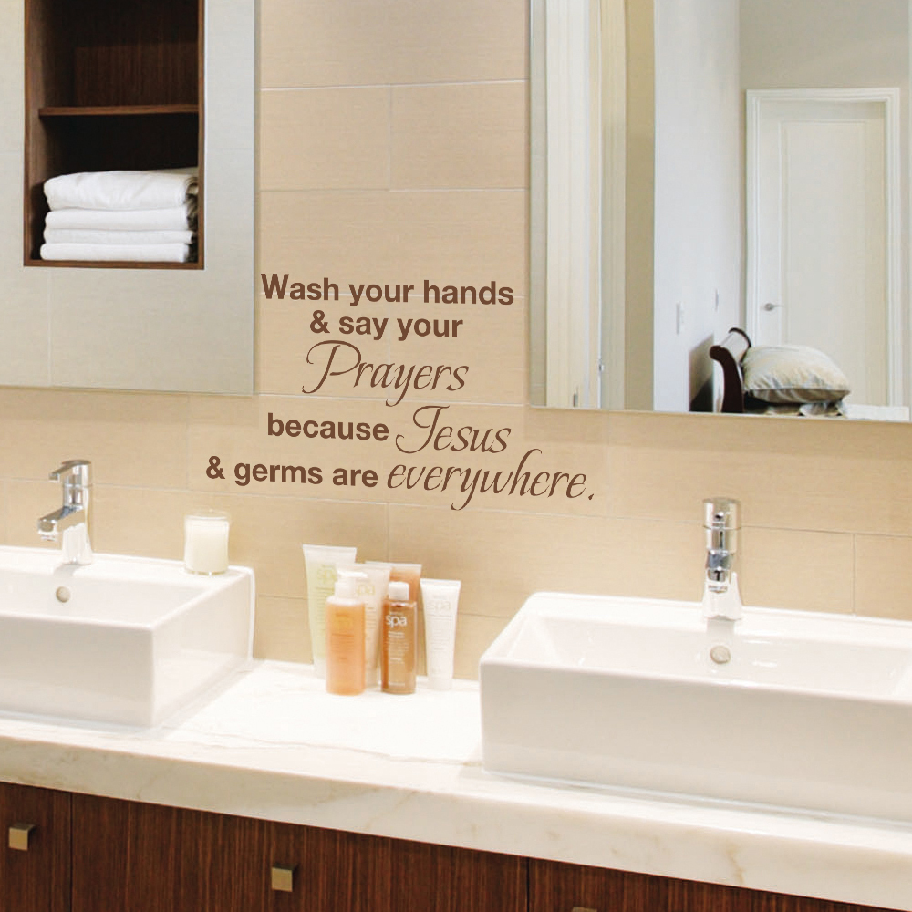 Bathroom Bible Wall Sticker Wash Your Hand Jesus Germs Removable Mural Art Decor