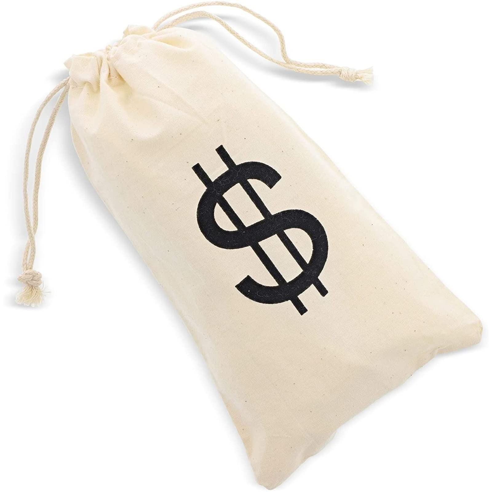 Juvale Money Bags Canvas Drawstring Pouches – 12 12 count (Pack of 1), Beige