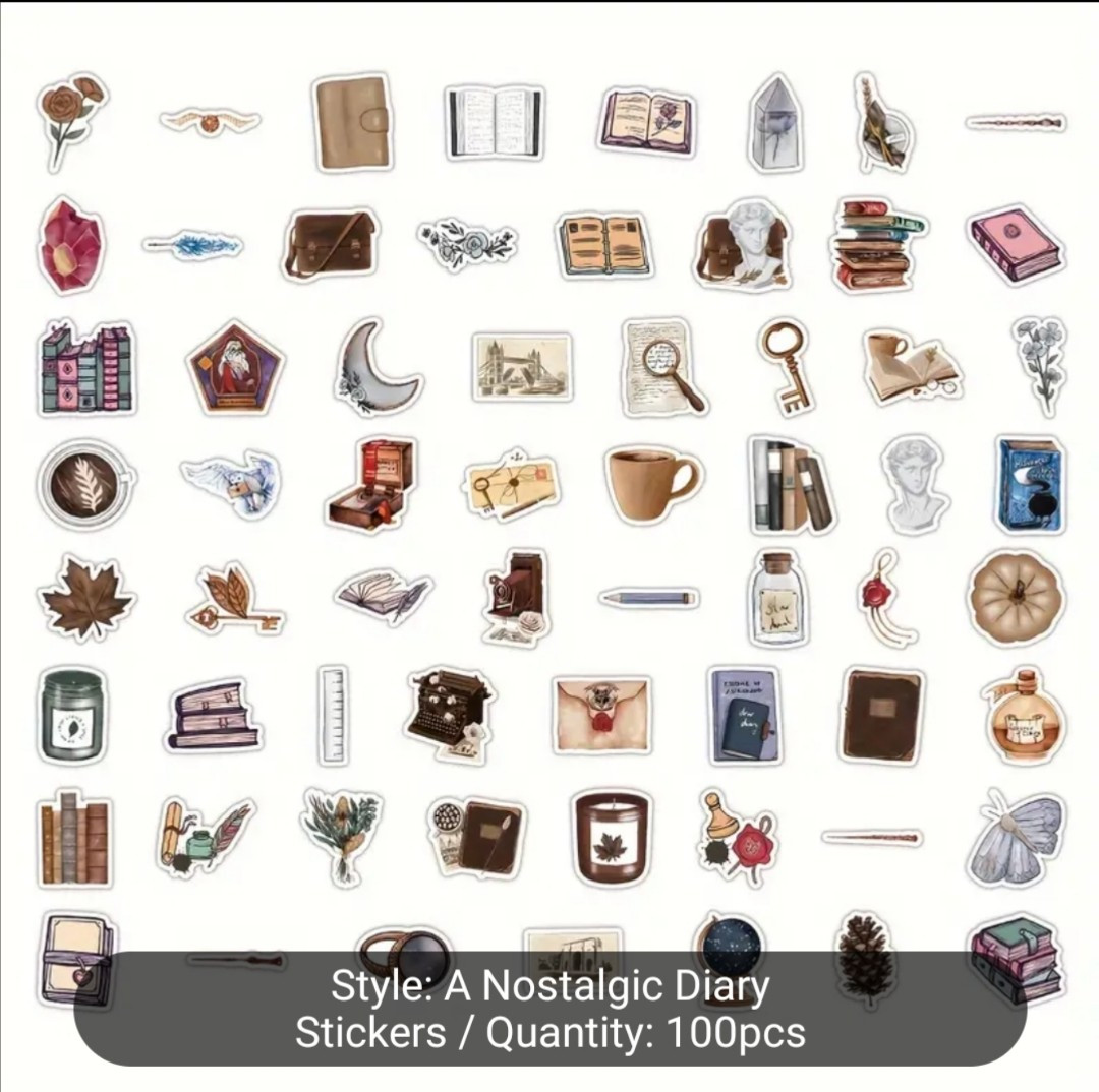 10 PCS Mini Vintage Retro Nostalgic Cozy Reading Aesthetic Stickers BRAND NEW