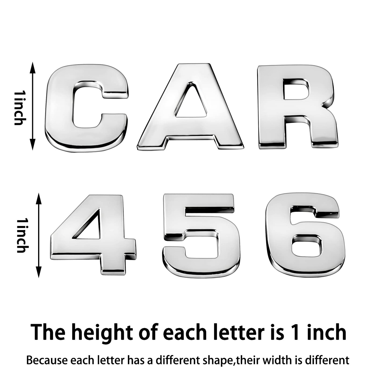 43Pcs Car Emblem Letters Sticker DIY 3D Chrome Number Symbol Badge Decal