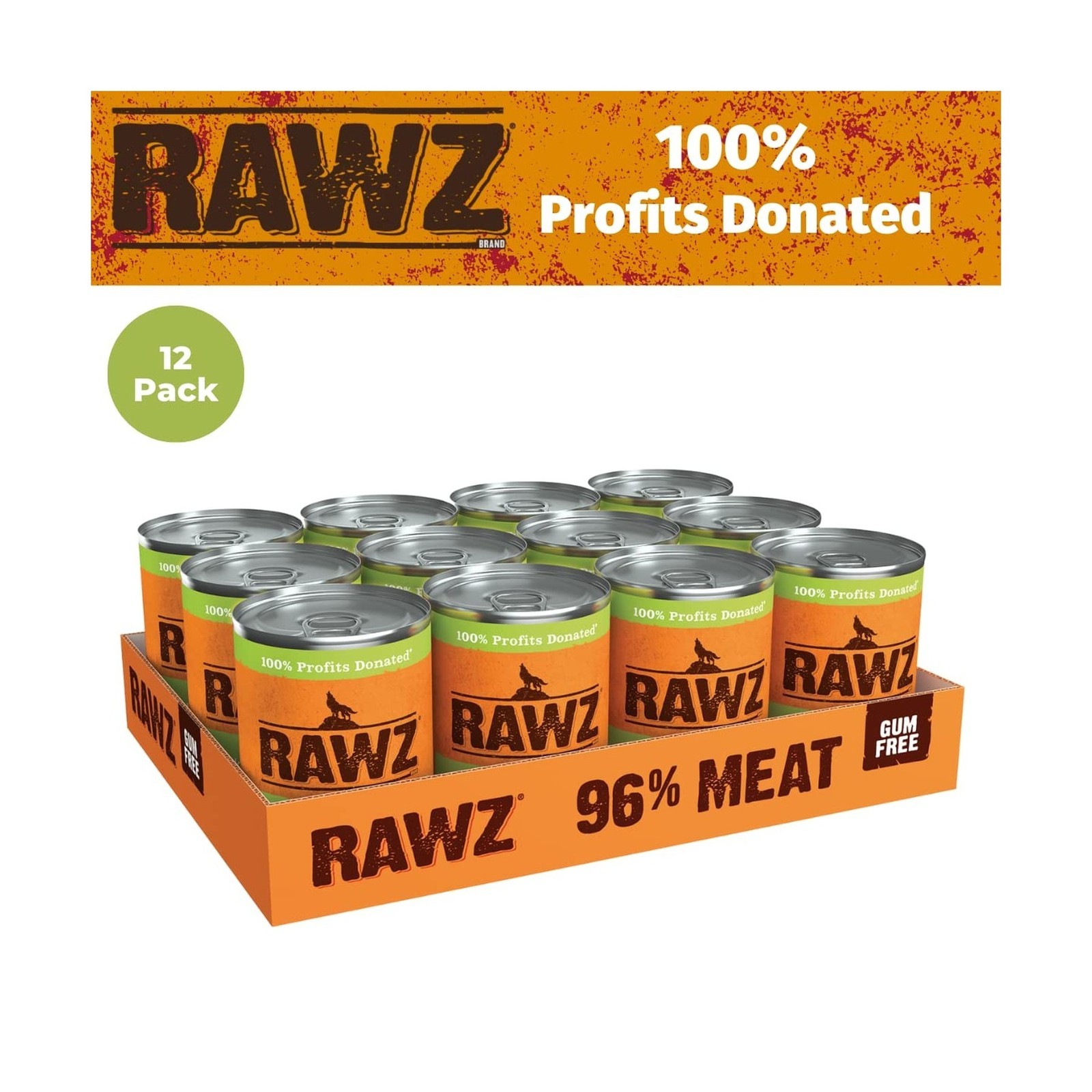 Rawz 96% Meat Canned Wet Food for Dogs 12 Pack/ 12.5 oz. Cans (Chicken/Chicke…
