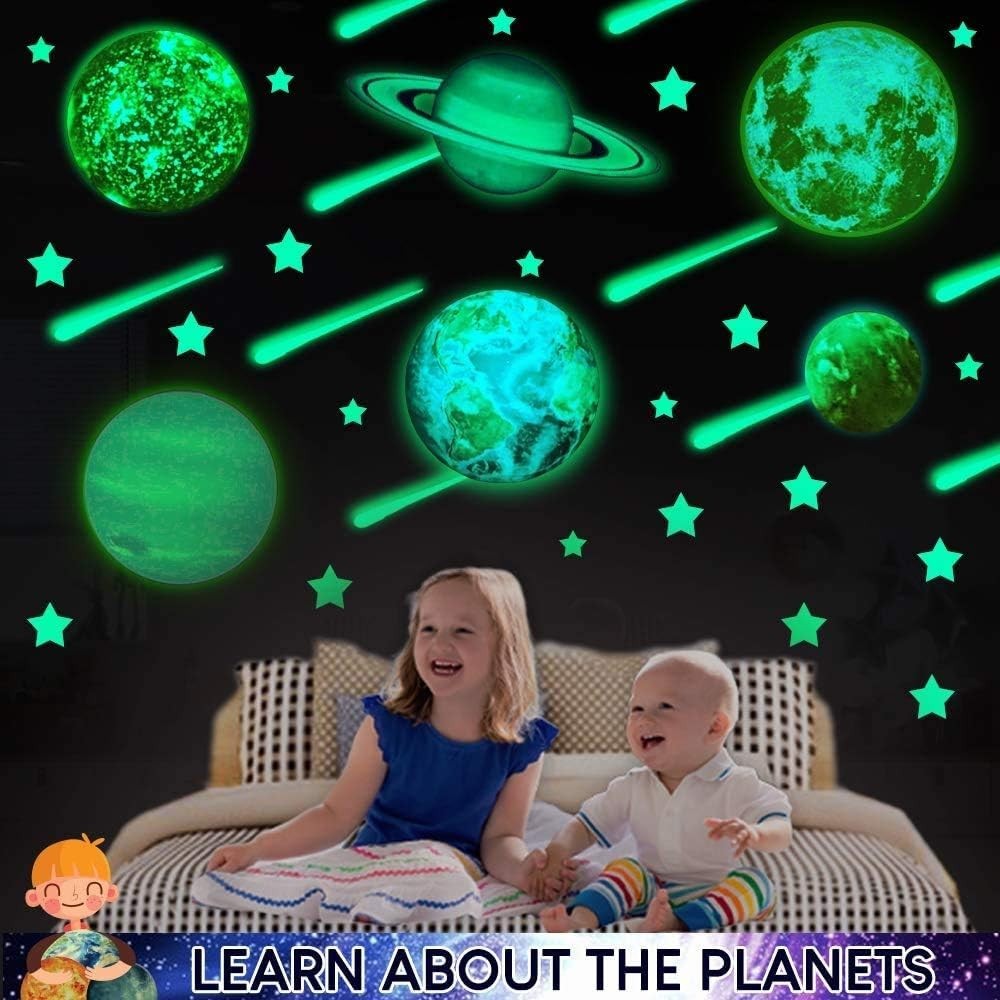 Glowing Planets Wall Decor – Glow in the Dark Stars for Kids