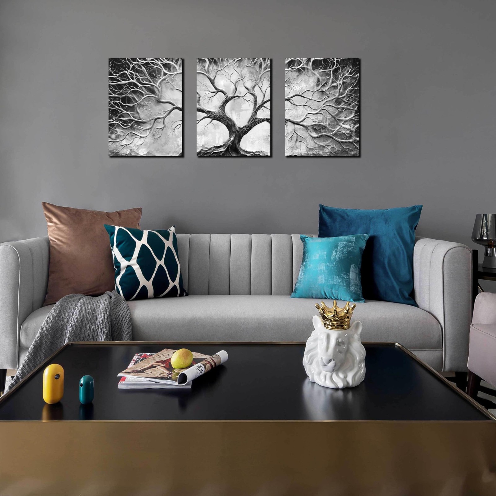 Tree Wall Art for Living Room – Modern Black and White Pictures Wall Art for …