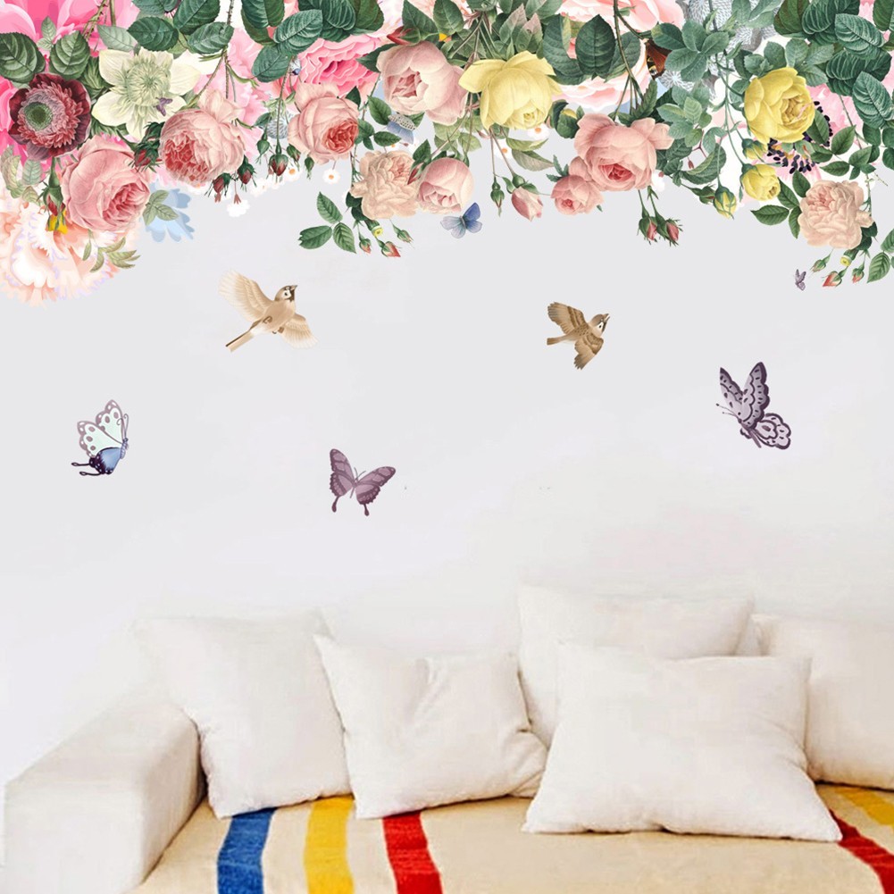 1 Pcs Flower Cartoon Wall Art Stickers Removable Vinyl Decal Home Decoration