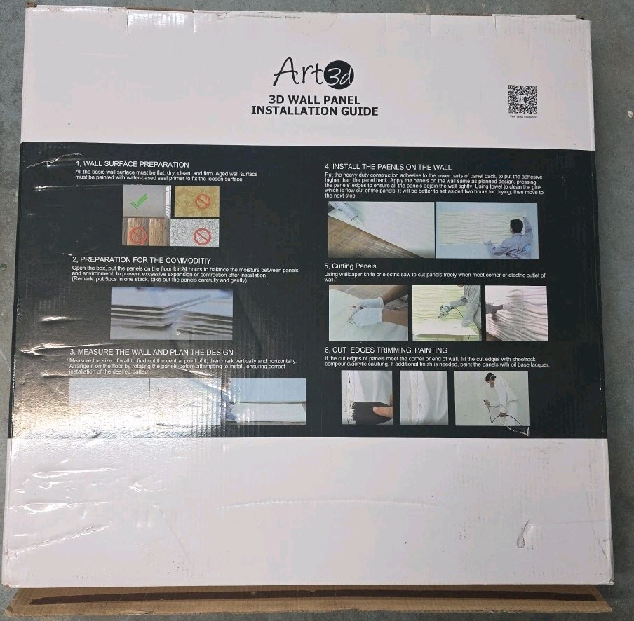 Art3d 3D Wall Panels Open Box 12 White Panels 19.6"×19.6"