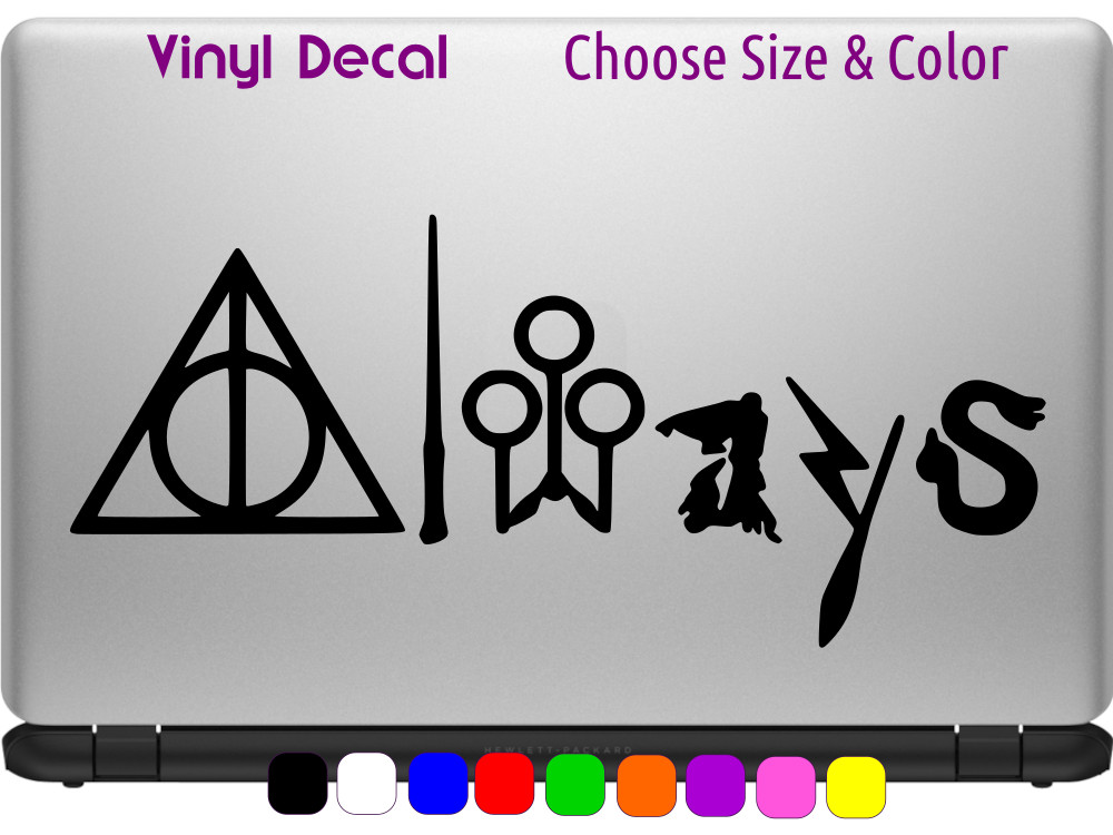 Harry Potter Always Deathly Hallows Wand Vinyl Decal CHOOSE SIZE COLOR