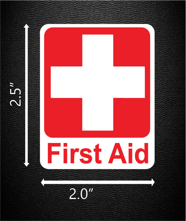 Pair of (2) First Aid Red Cross Vinyl Decal Sticker 2.0" x 2.5" P 35 Free Ship