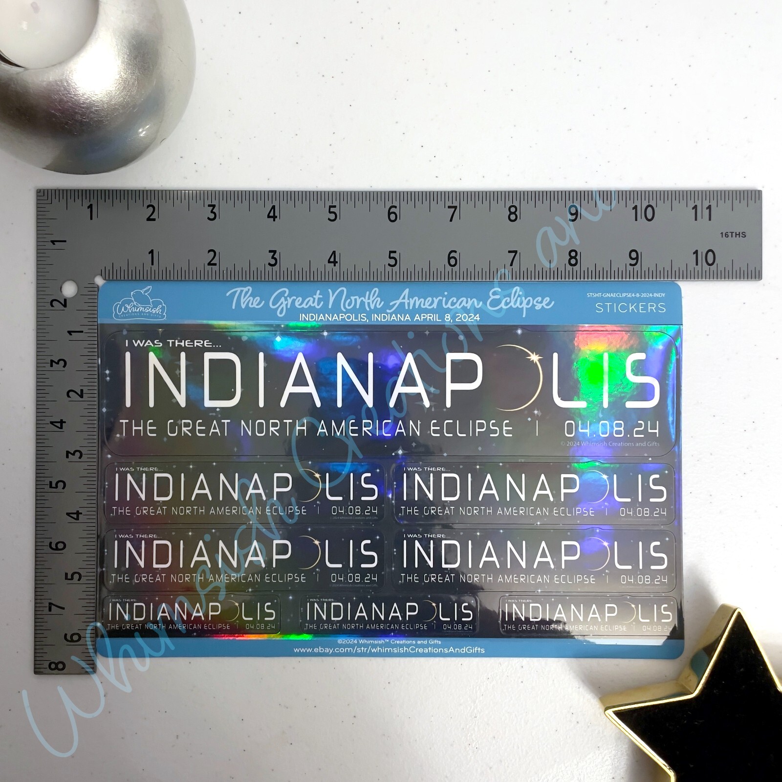 Eclipse 2024 Commemorative Indianapolis Holographic Vinyl Sticker Sheet
