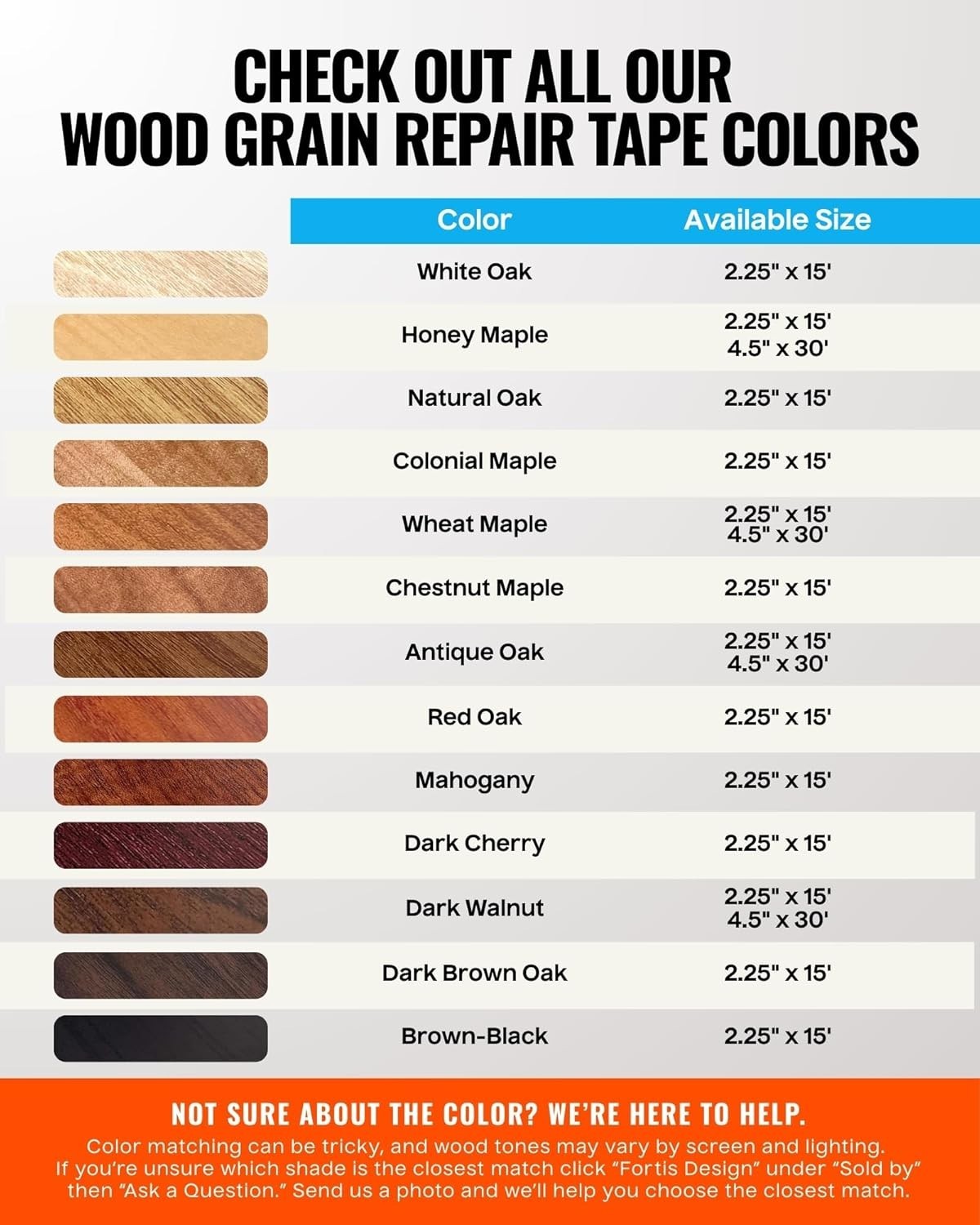 2.25" x 15 ft Wood Grain Repair Tape in Dark Walnut – Perfect for Quick Repairs